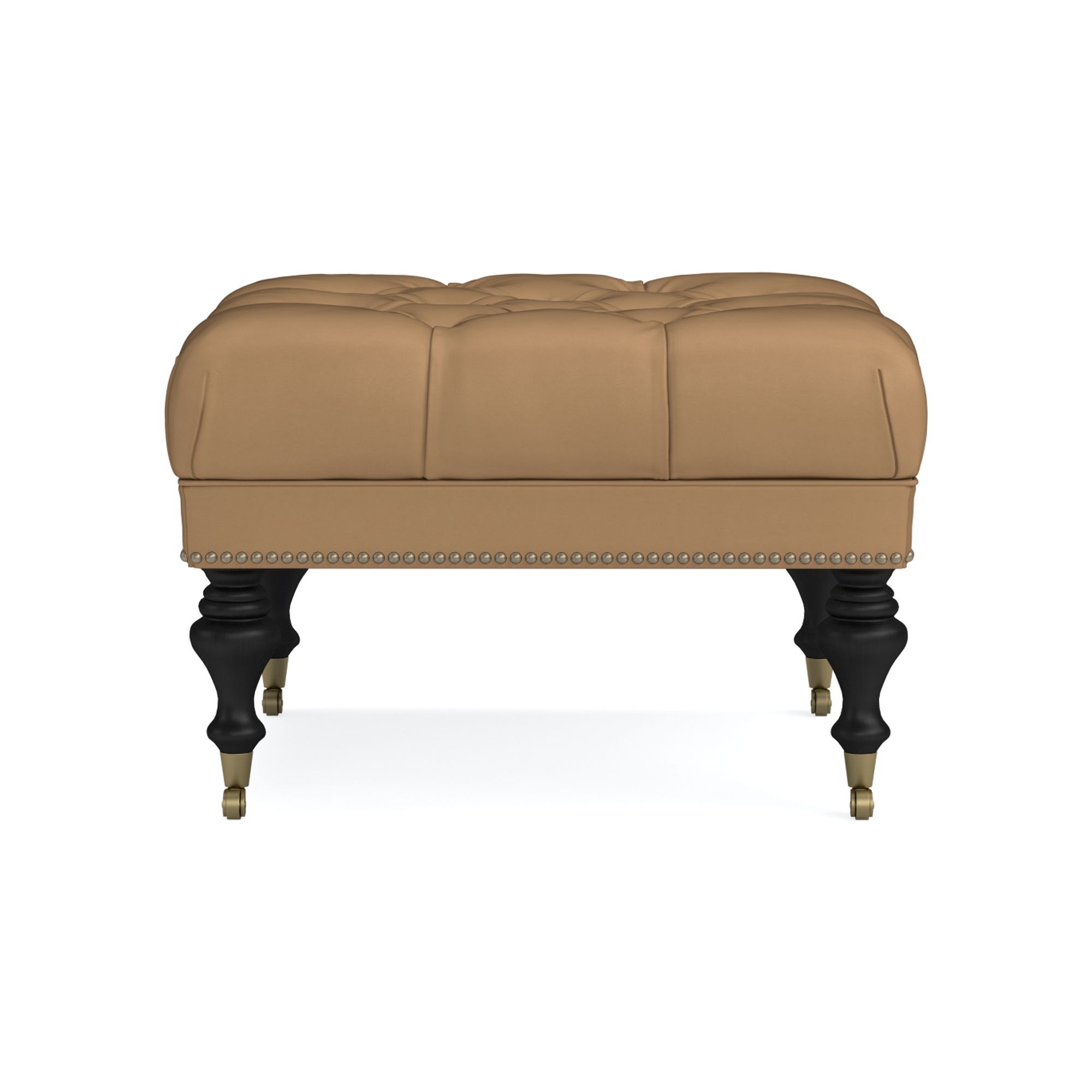 Fairfax Square Ottoman, Turned Leg with Tufted Top (26-42)