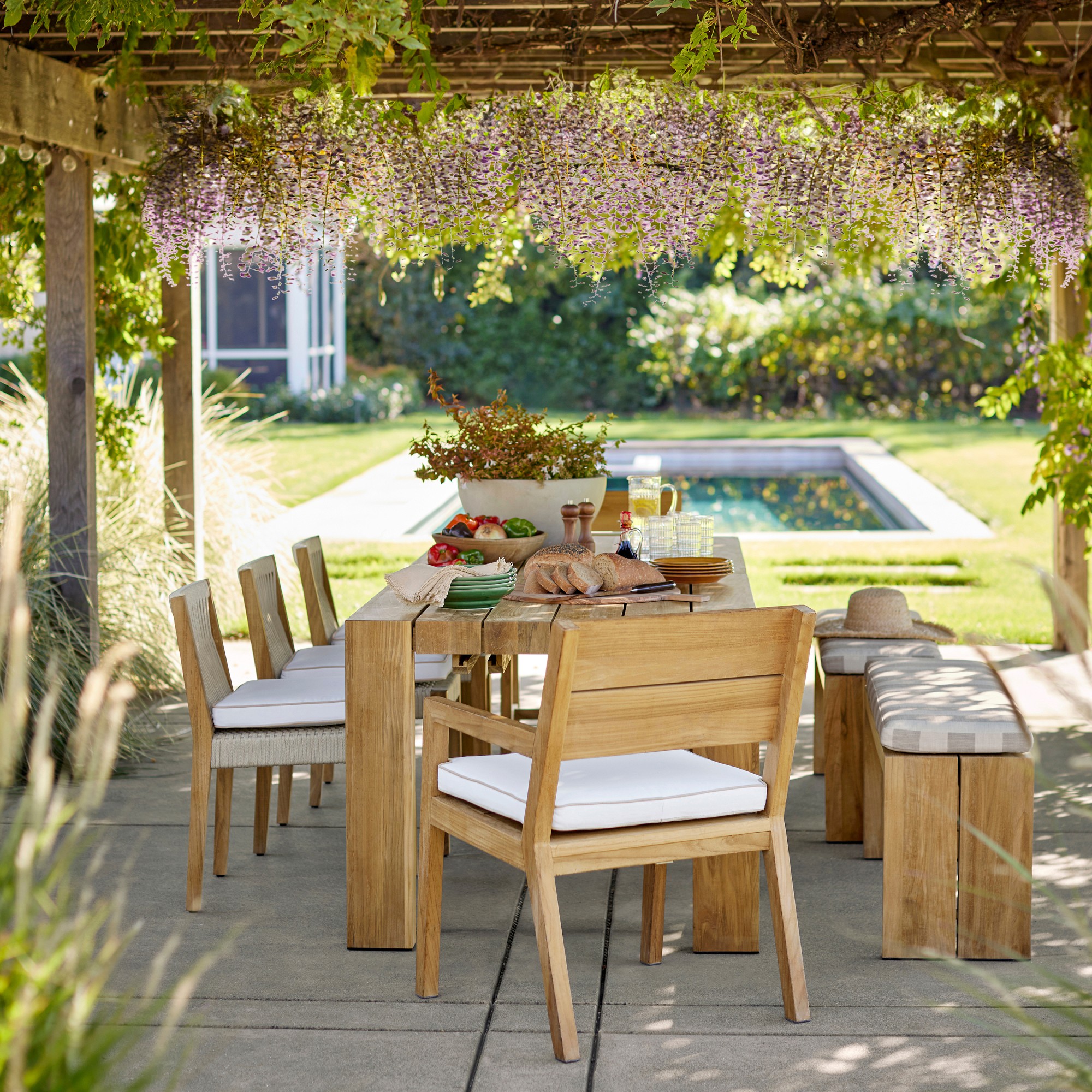 Larnaca Outdoor Teak Extendable Dining Table (72-118)