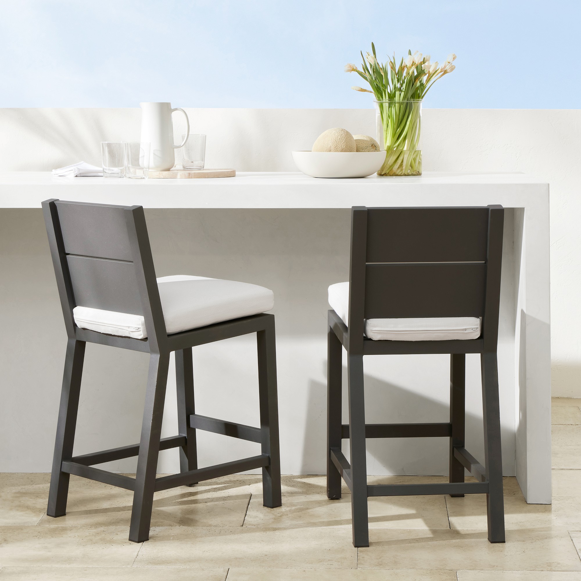 Larnaca Outdoor Slate Grey Metal Stools