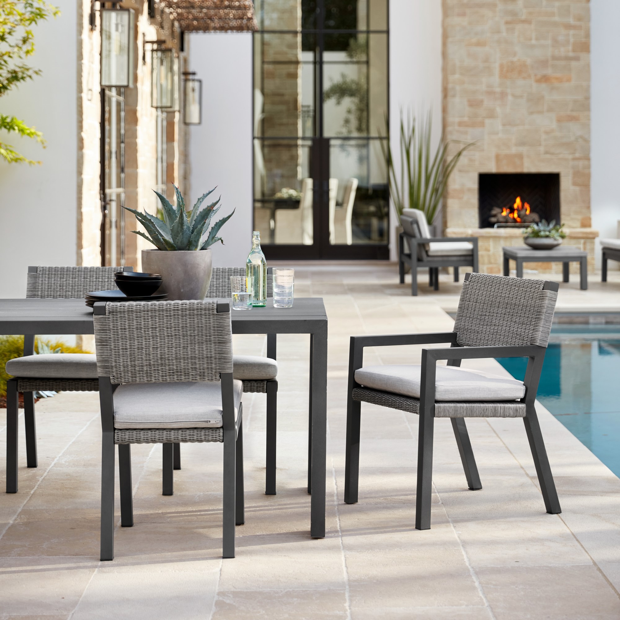 Larnaca Outdoor Slate Grey Metal Dining Table (94-108)