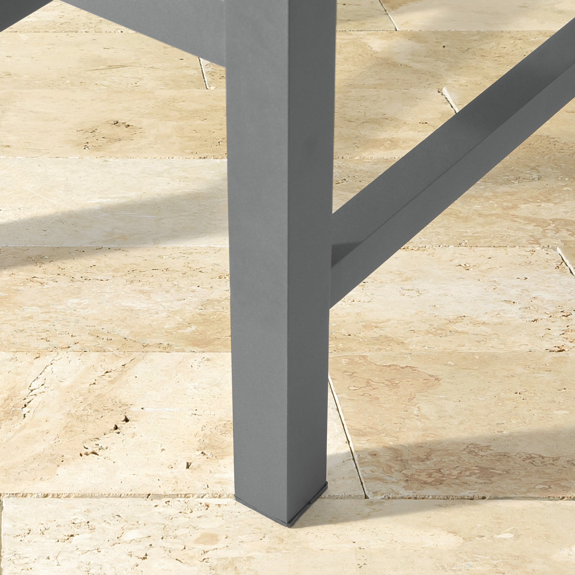 Larnaca Slate Grey Metal All-Weather Weave Backless Bar Stool