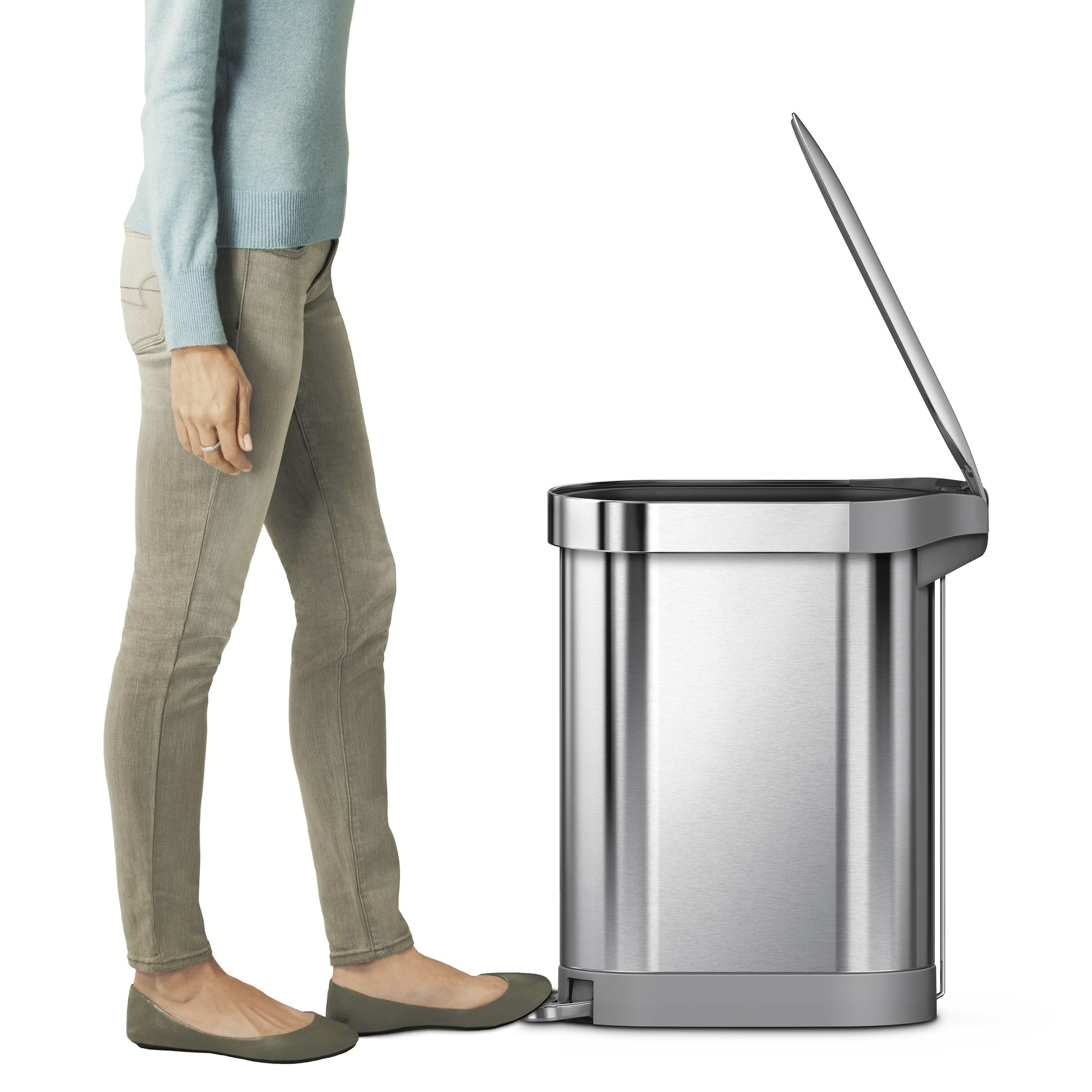 simplehuman™ 45-Liter Slim Hands-Free Kitchen Step Trash Can with Liner Rim