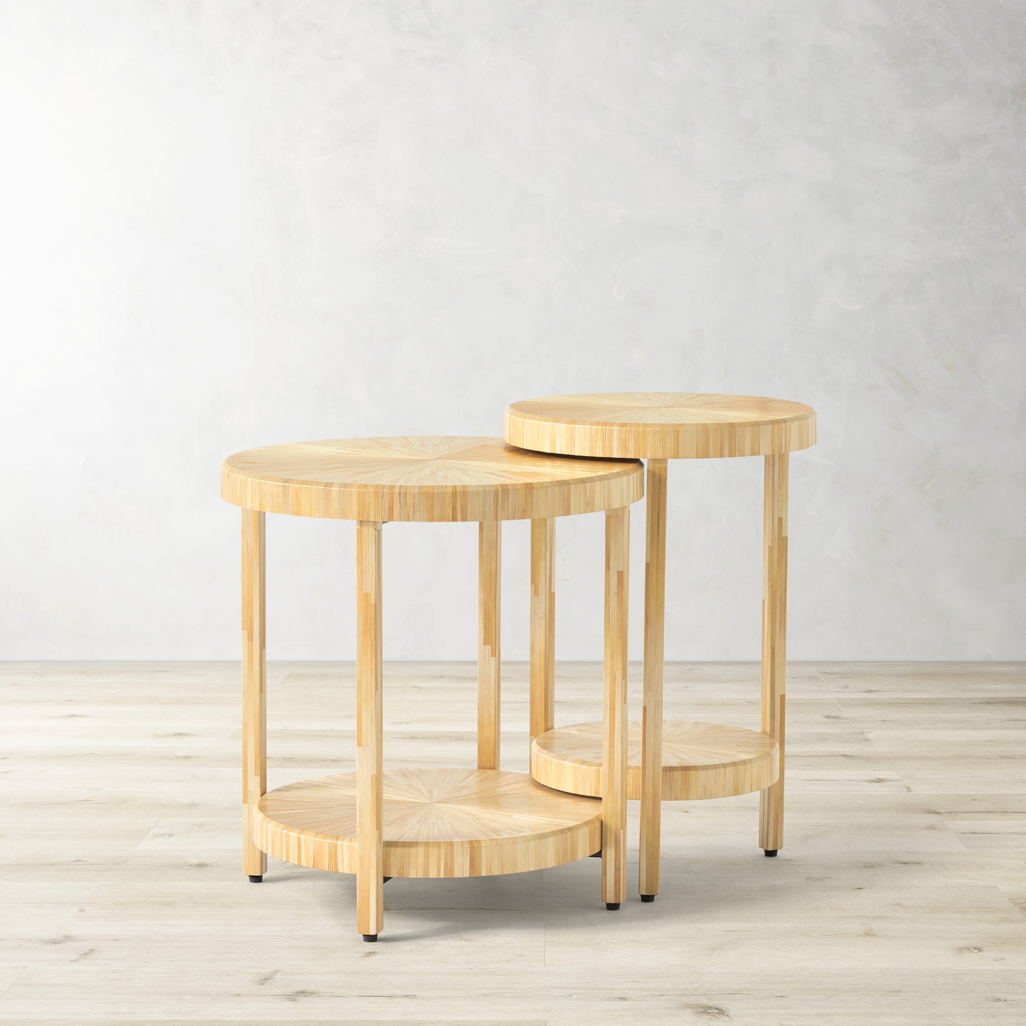 Straw Marquetry Nesting Tables (16-21)