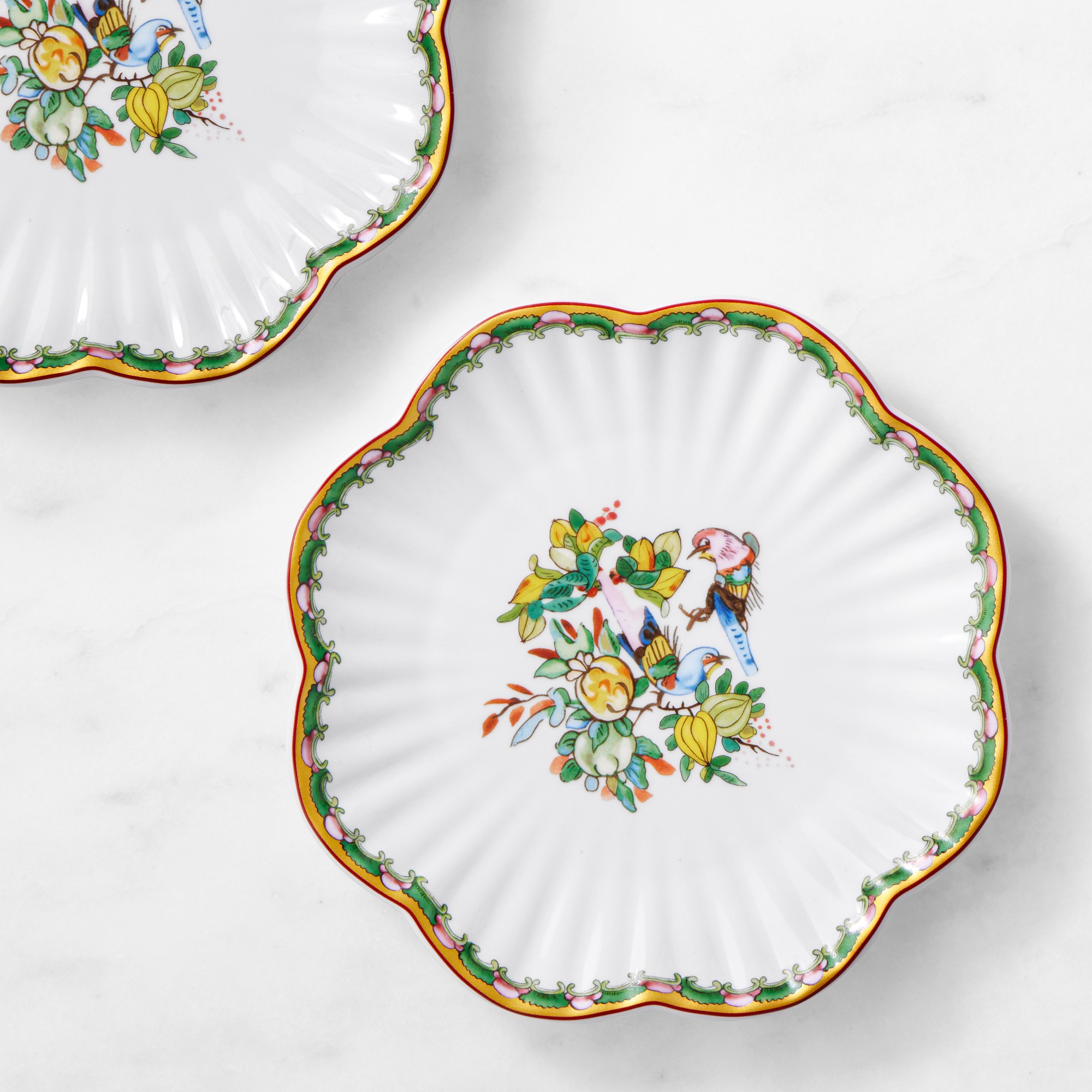 Famille Rose Scalloped Appetizer Plates, Set of 4