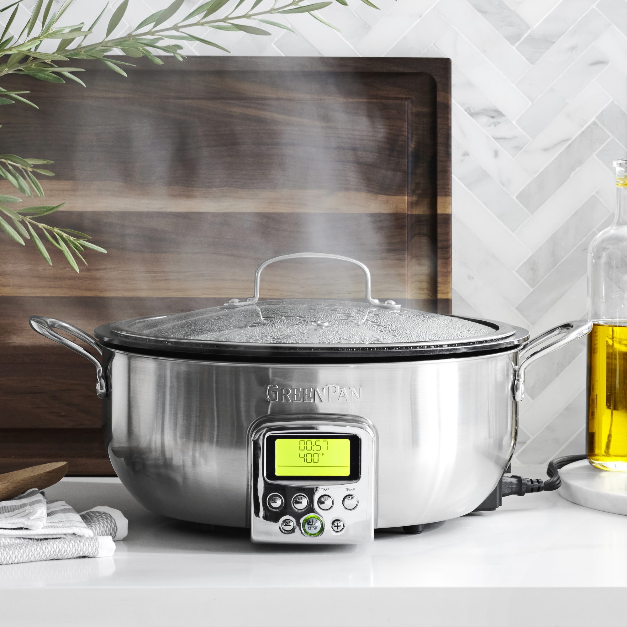 GreenPan™ Premiere Stainless-Steel Ceramic Nonstick 15-Piece Cookware Set with Essential Pan