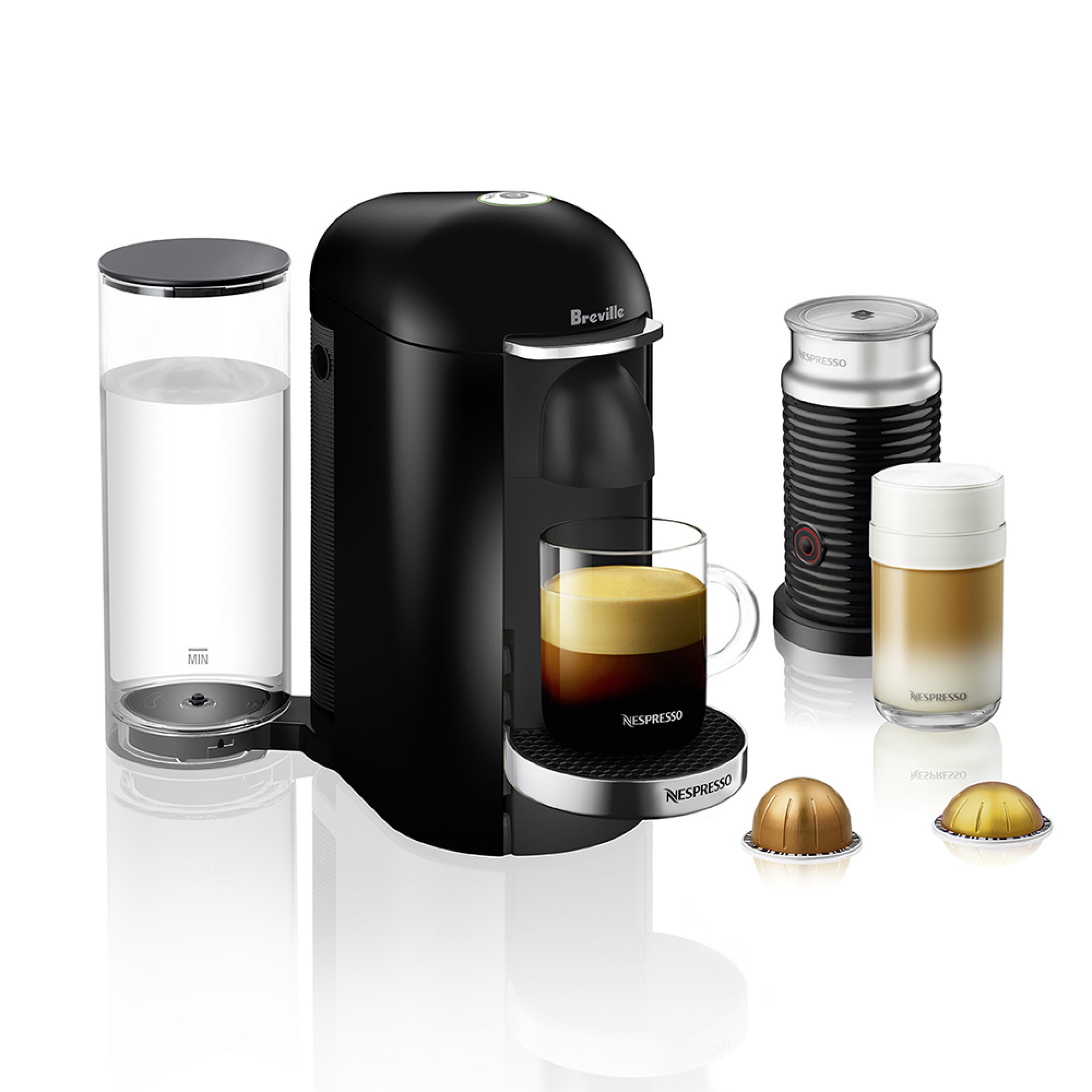 Nespresso VertuoPlus Deluxe Coffee Maker & Espresso Machine with Aeroccino Milk Frother by Breville