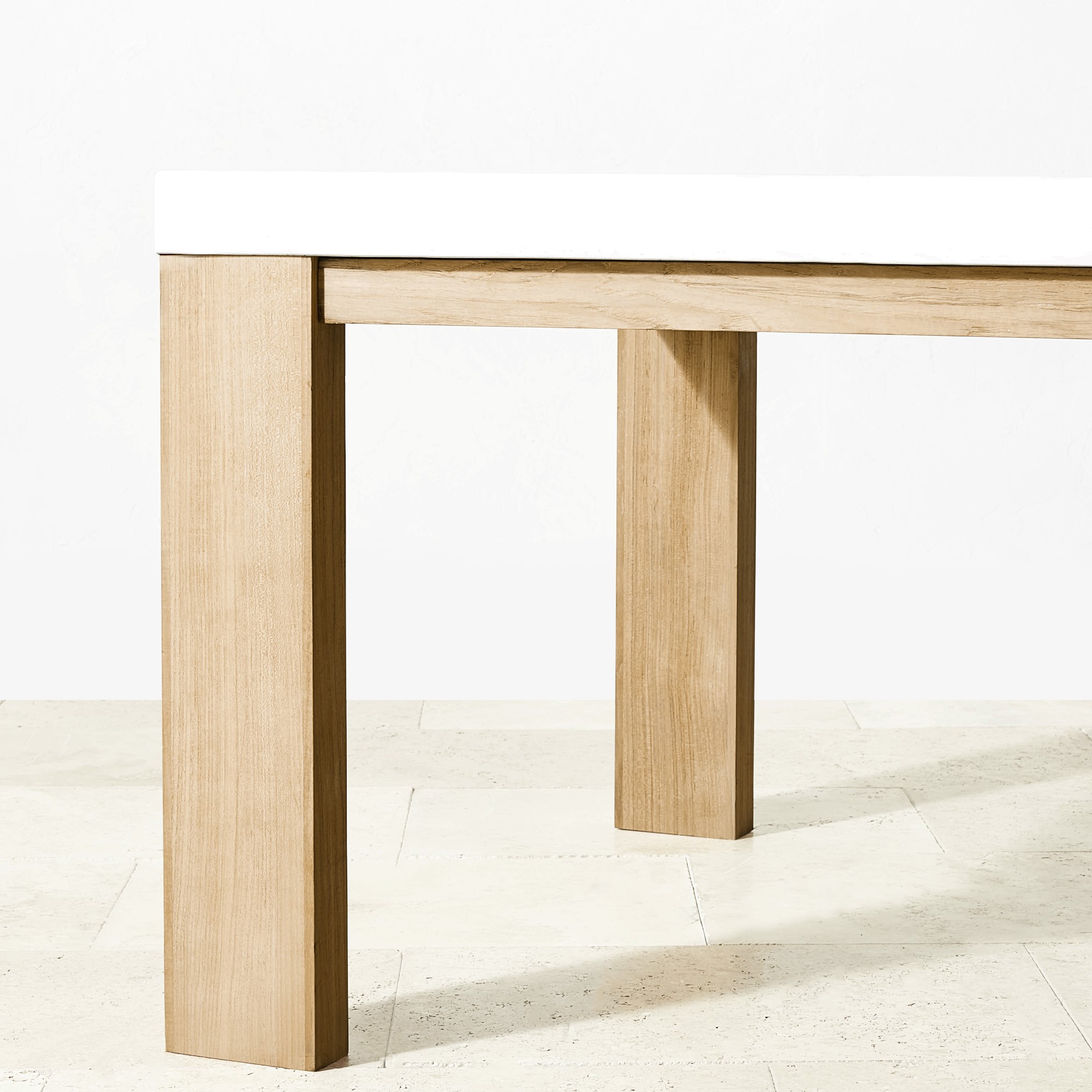 Larnaca Outdoor Teak Fiberstone Dining Table (96-108)