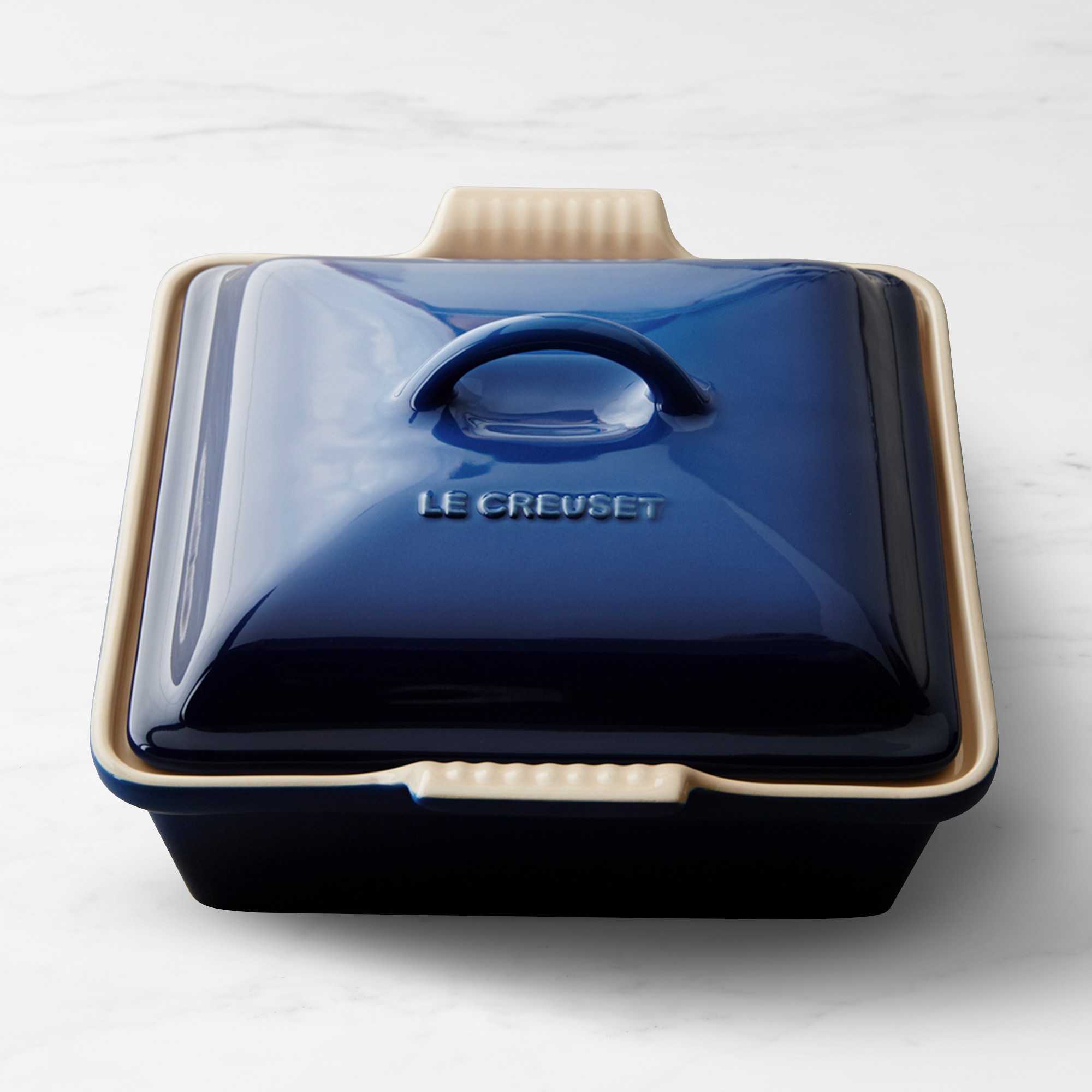 Le Creuset Heritage Stoneware Shallow Square Covered Baker, 2-Qt.