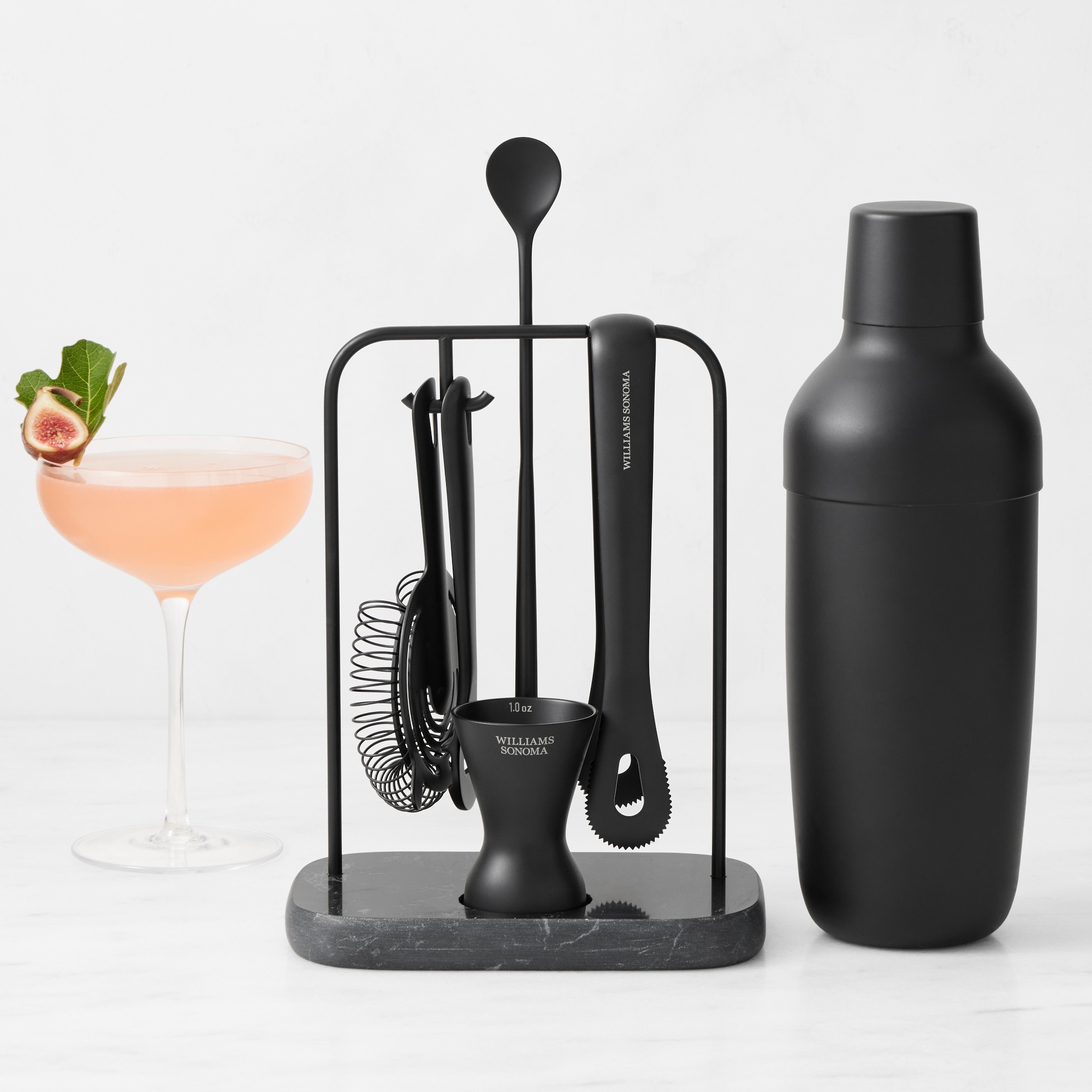 Williams Sonoma Encore Bar Tool Set with Marble Stand & Shaker