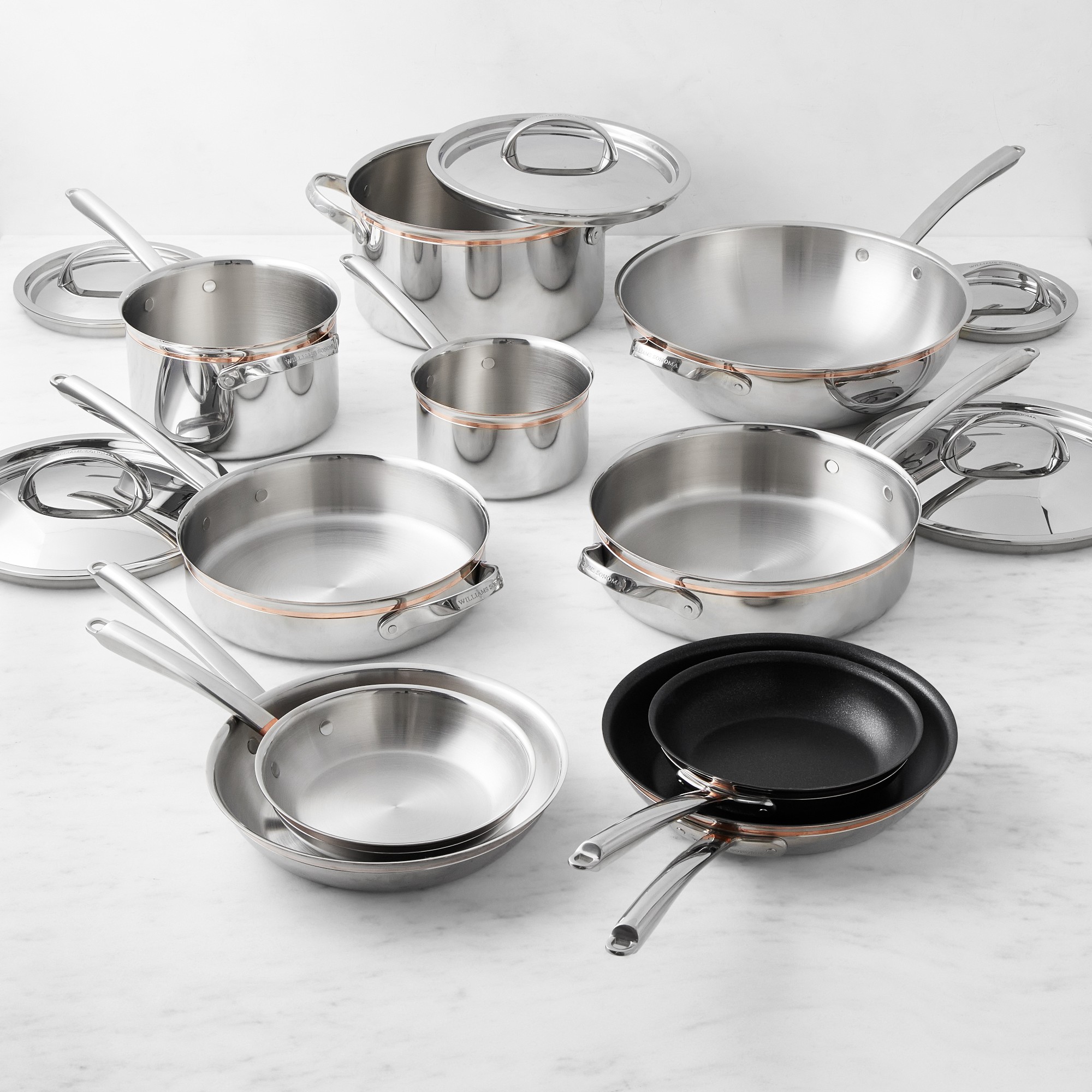 Williams Sonoma Signature Thermo-Clad™ Copper Pro 15-Piece Cookware Set