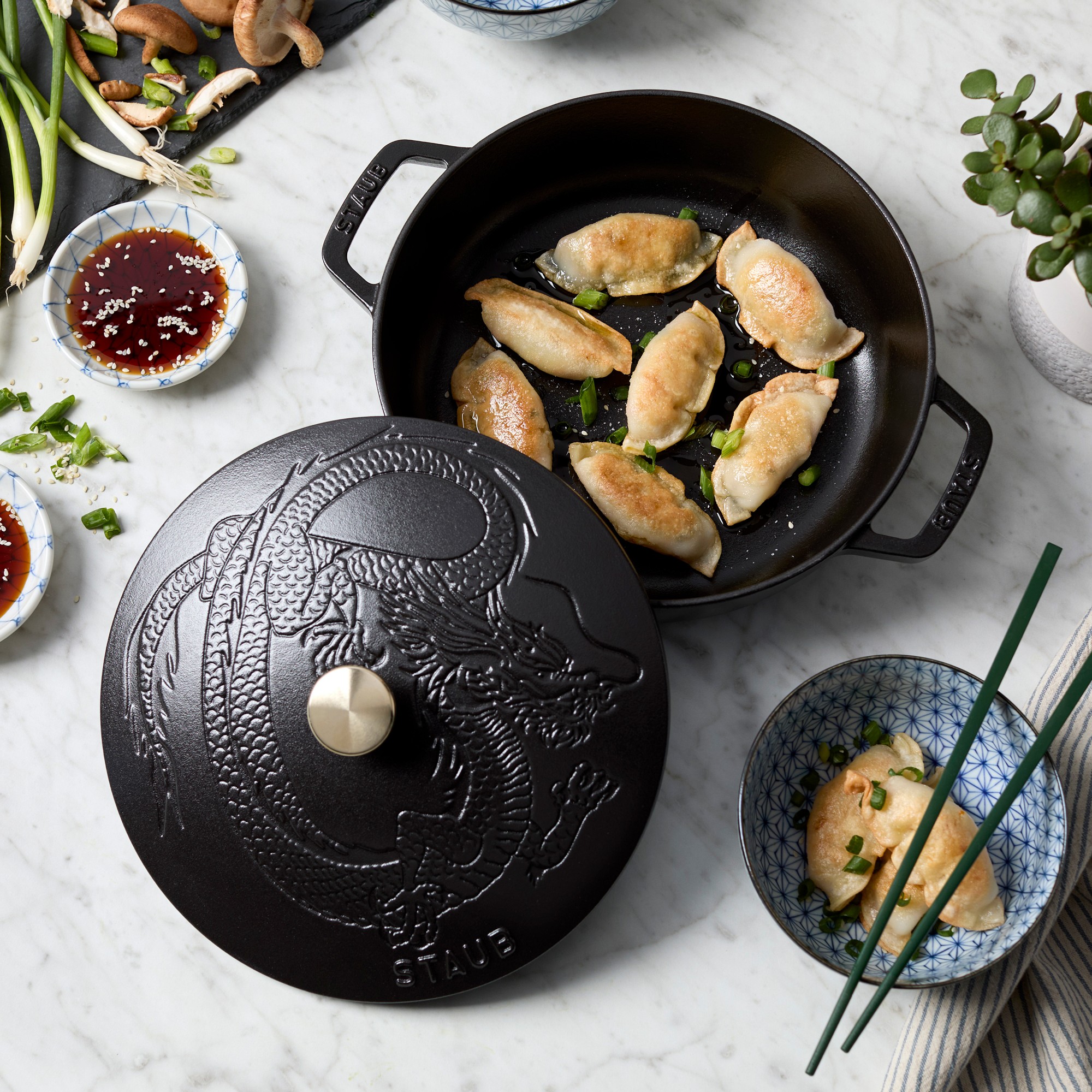 Staub Enameled Cast Iron Braiser with Dragon Lid, 2 1/2-Qt., Cranberry