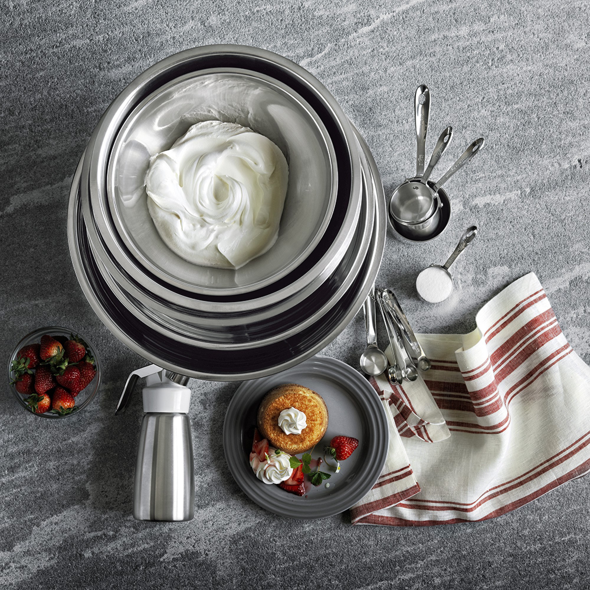 Stainless-Steel Nesting Mixing Bowls, Set of 5