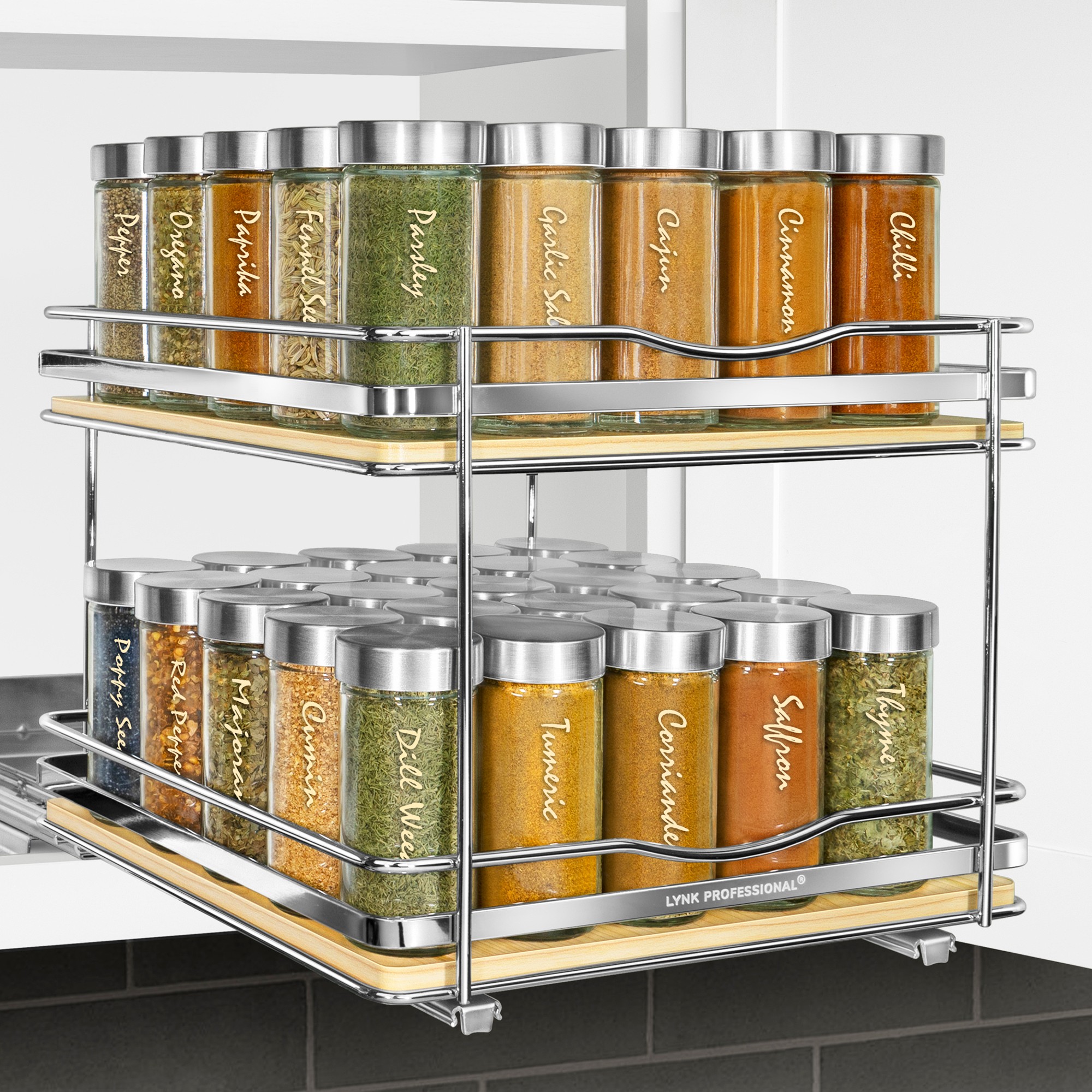 Lynk 10 Double Spice Rack Wood Floor