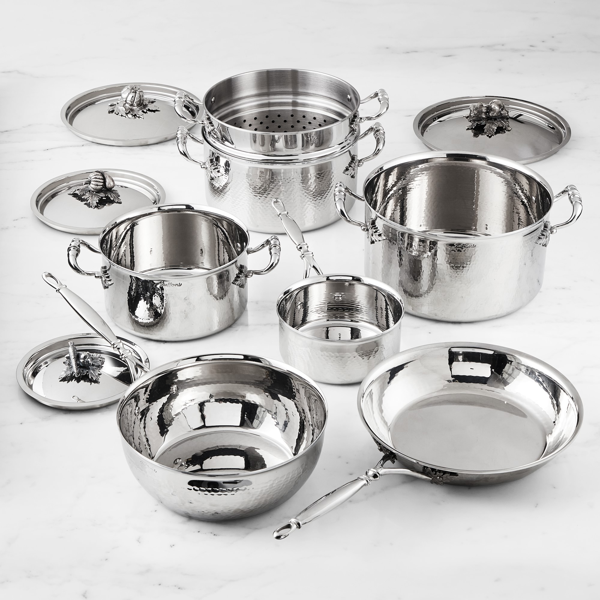 Ruffoni Opus Prima Hammered Stainless Steel 11-Piece Cookware Set