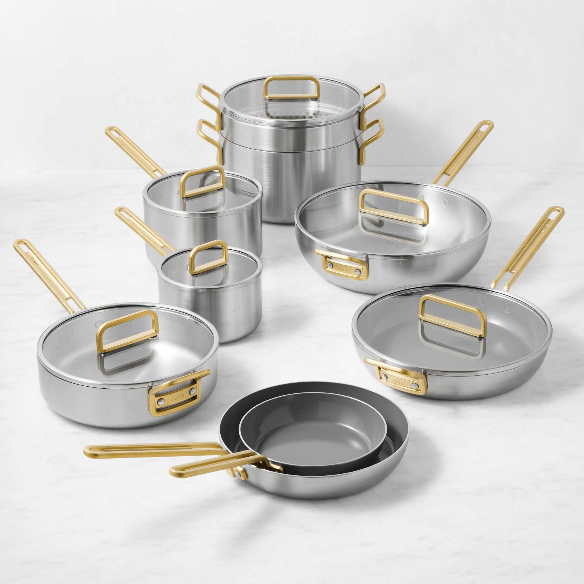 GreenPan™ Stanley Tucci™ Stainless-Steel Mixed Material 15-Piece Cookware Set
