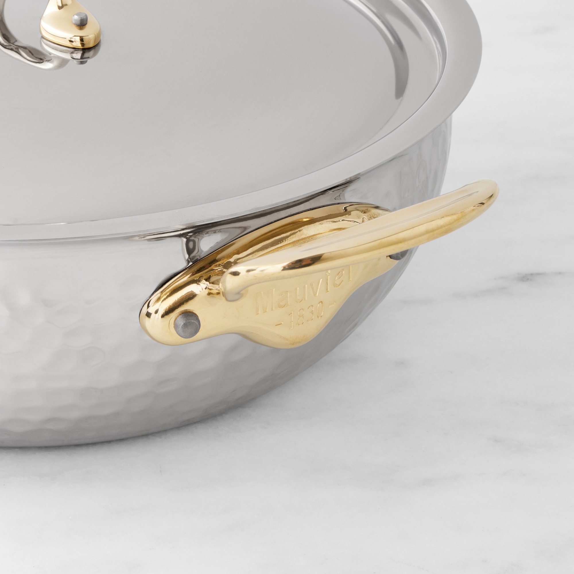 Mauviel M'Elite B Hammered Stainless-Steel Universal Pan, 5-Qt