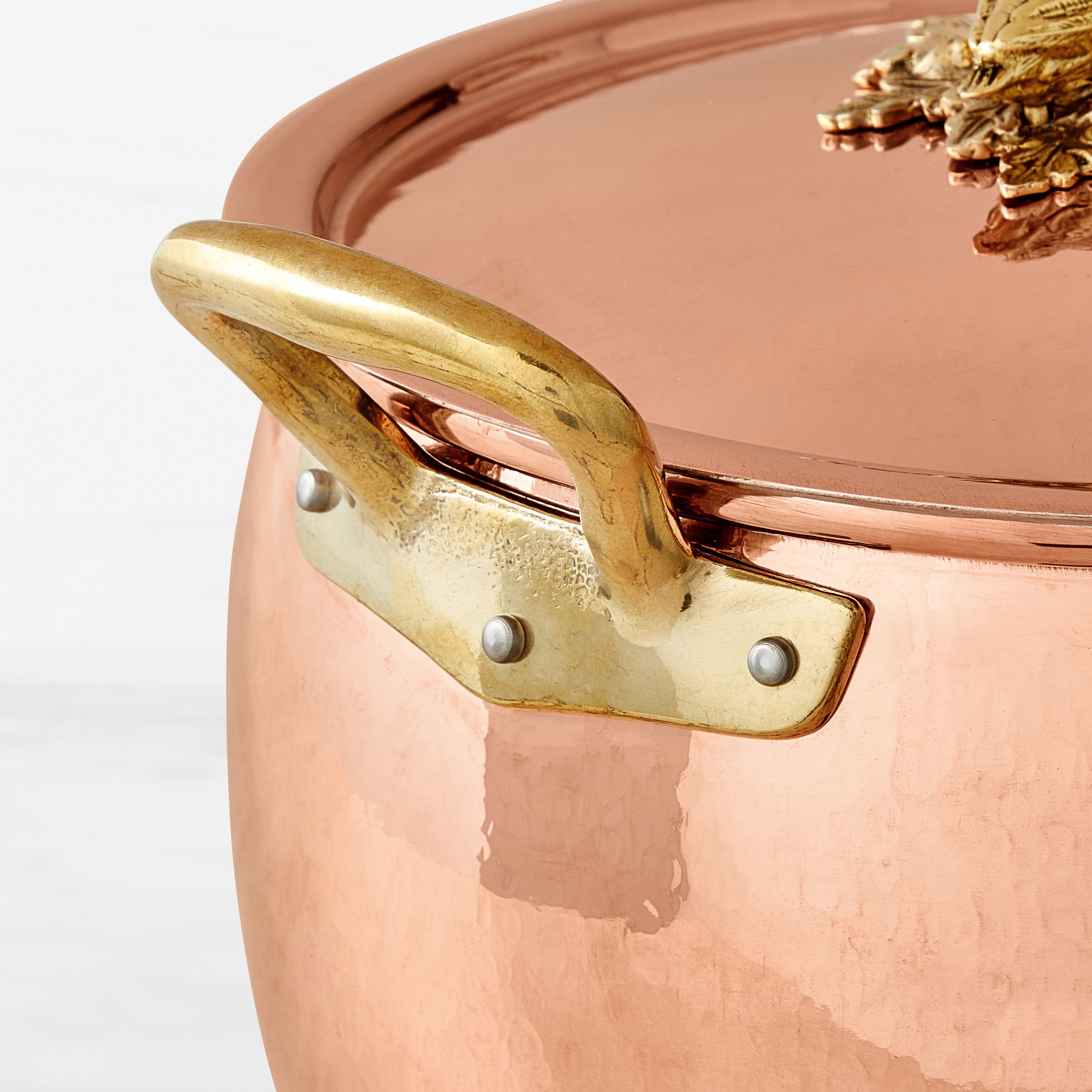 Ruffoni Historia Hammered Copper Stock Pot, 14-Qt., Lovebirds Knob