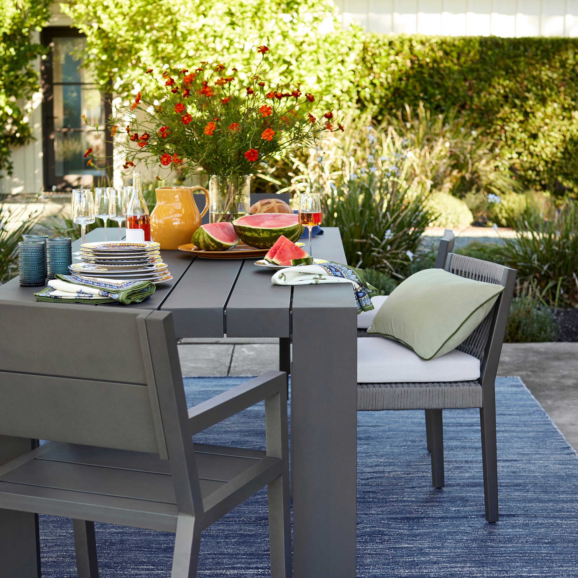 Larnaca Outdoor Slate Grey Metal Dining Table (94-108)