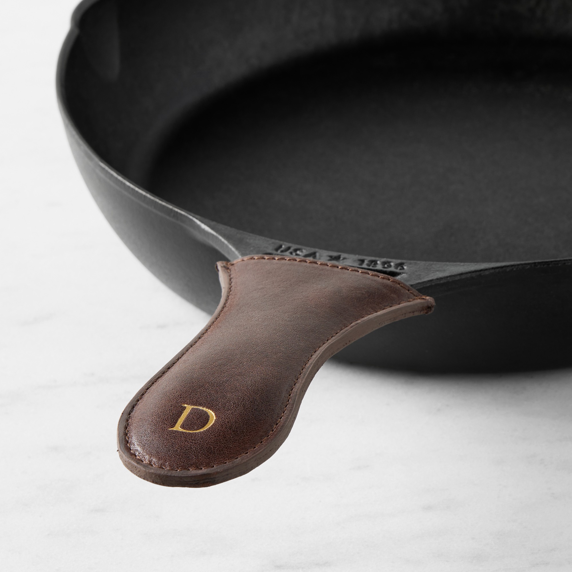 Personalized Leather Handle Sleeve for Lodge Skillet