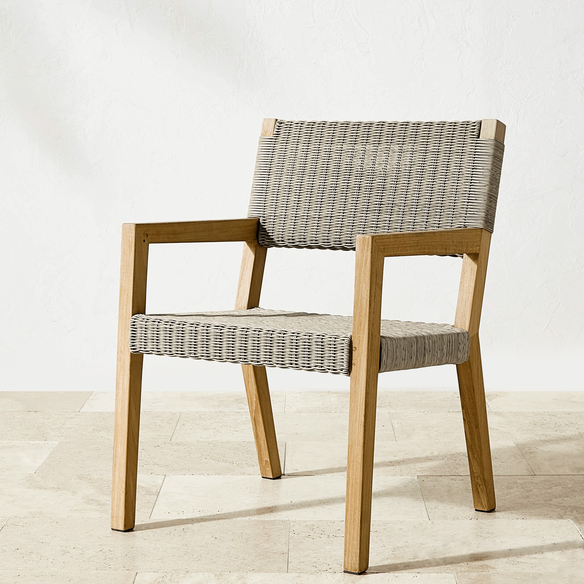 Larnaca Teak Extendable Dining Table & All-Weather Weave Dining Chairs (72-94)