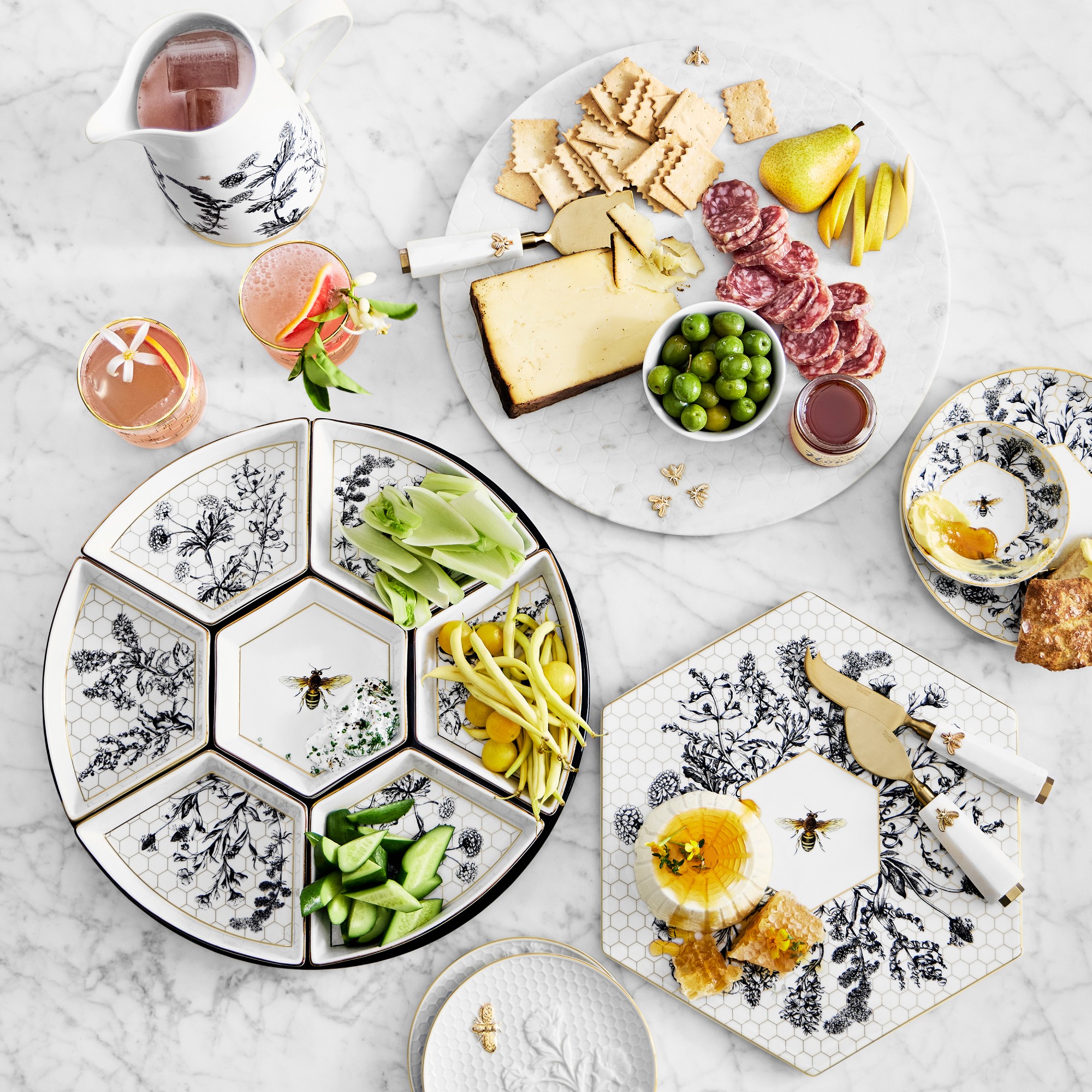 Marble Honeycomb Cheese Knives, Set of 3