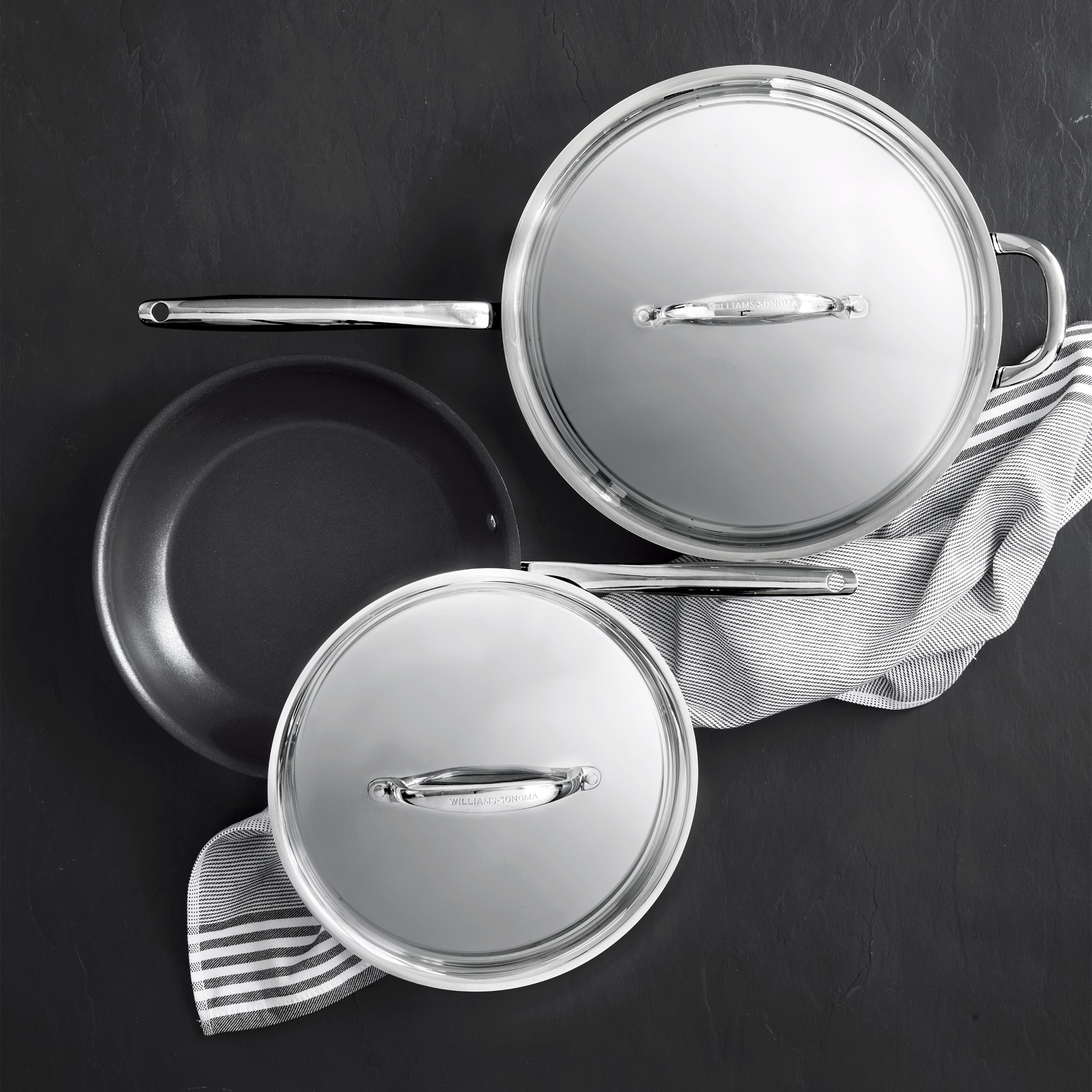 Williams Sonoma Signature Thermo-Clad™ Stainless-Steel Nonstick Covered Fry Pan