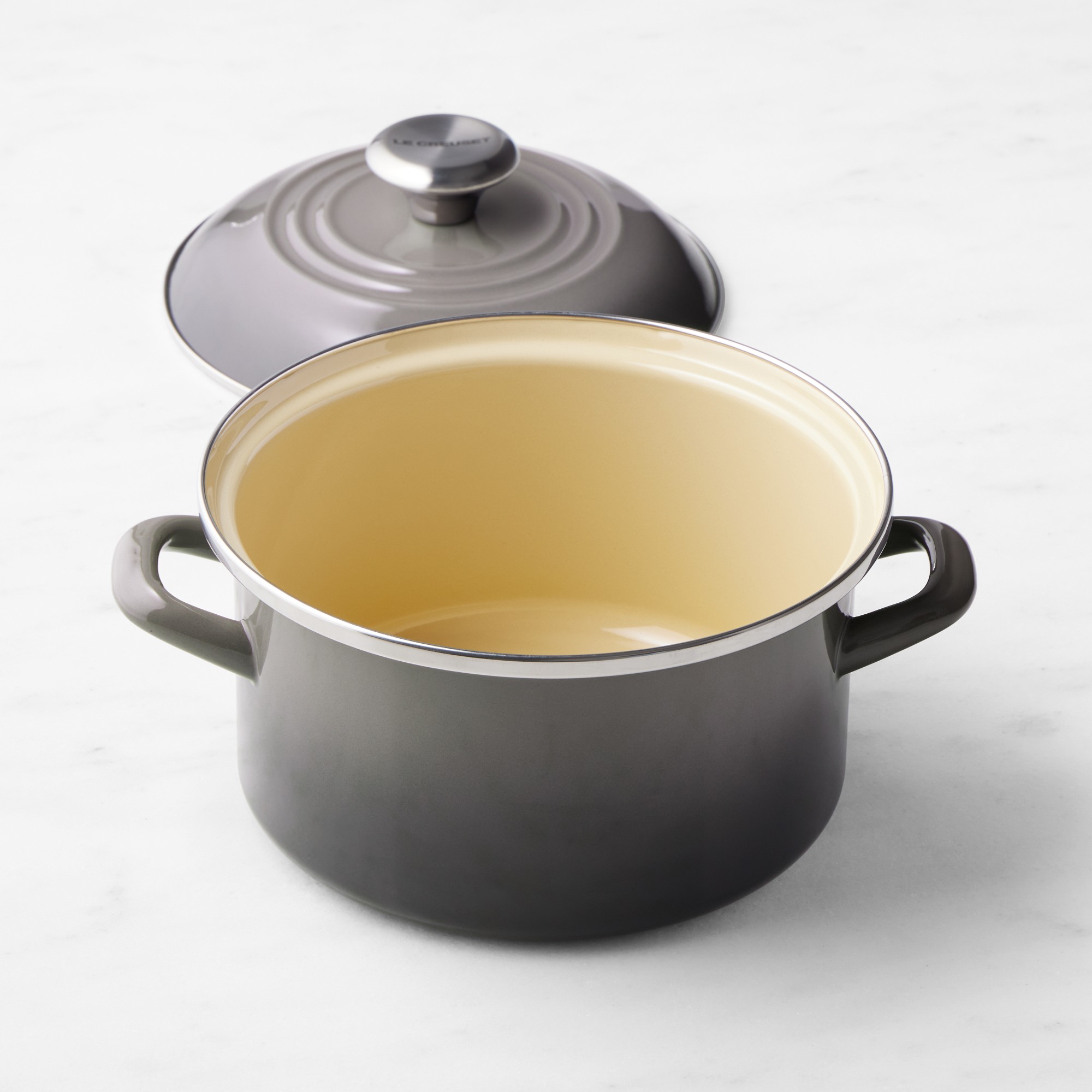 Le Creuset Enameled-Steel Stock Pot with Stainless-Steel Knob