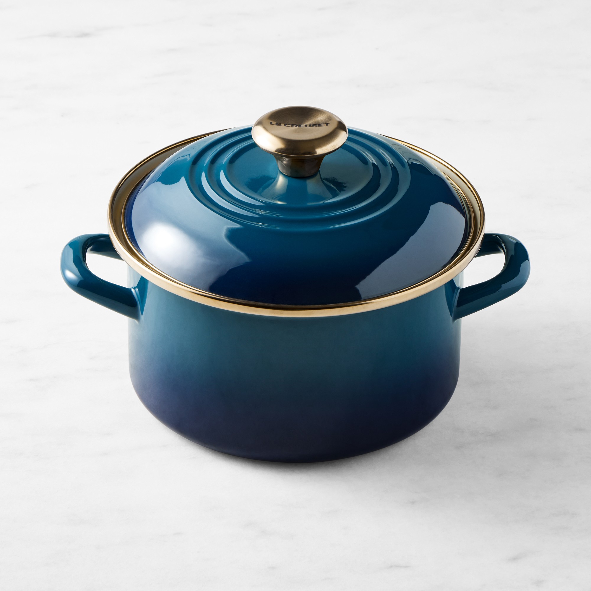 Le Creuset Enameled-Steel Stock Pot with Stainless-Steel Knob