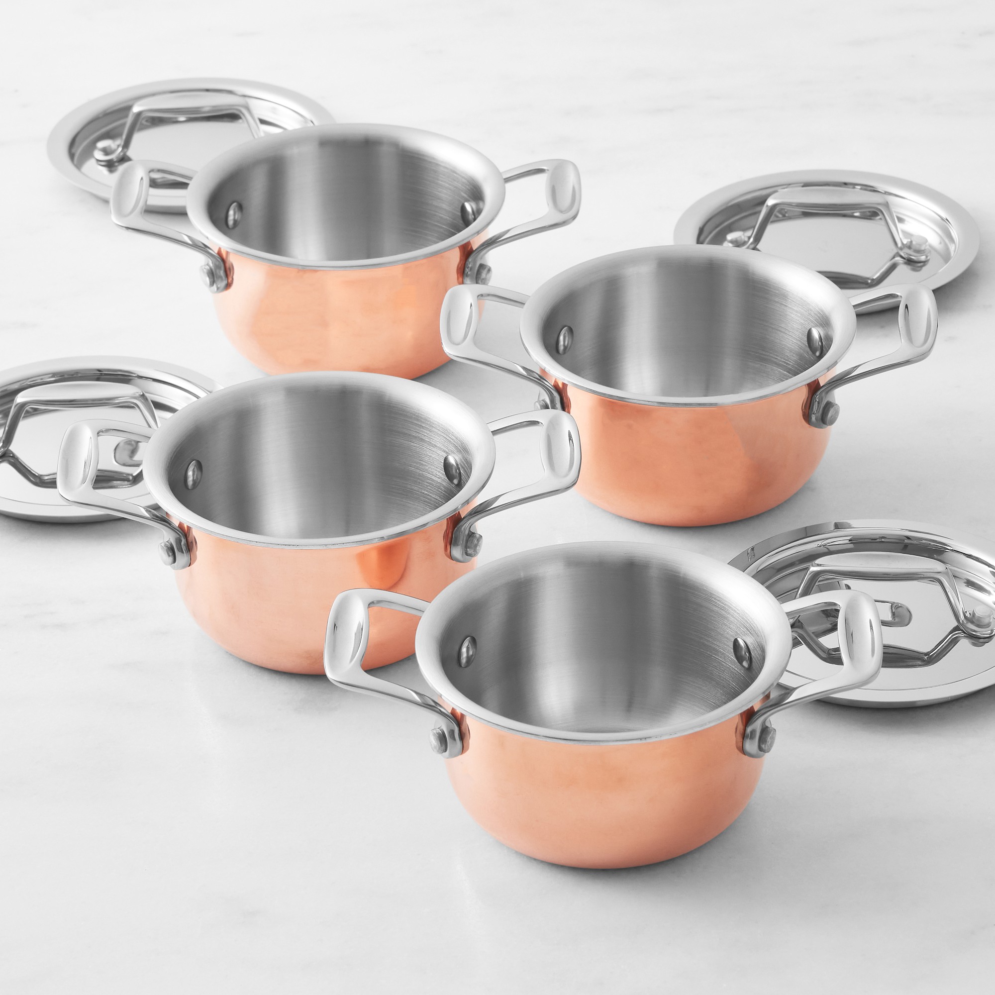 Williams Sonoma Mini Copper Cocottes, Set of 4