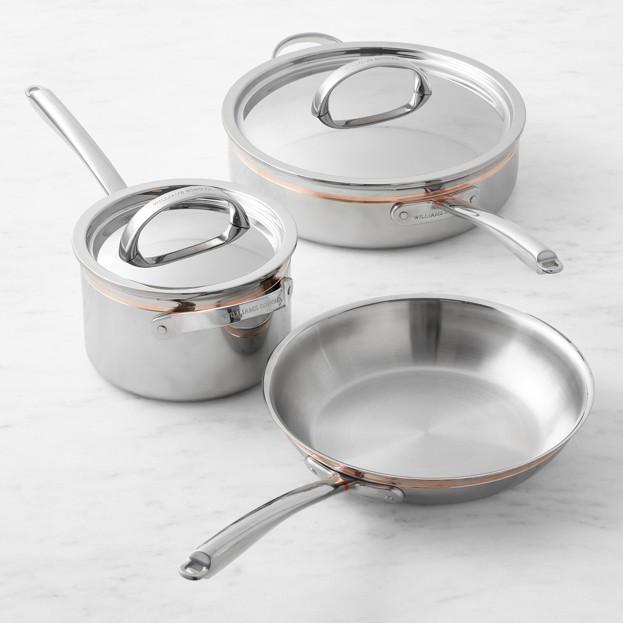 Williams Sonoma Signature Thermo-Clad™ Copper Pro 5-Piece Cookware Set
