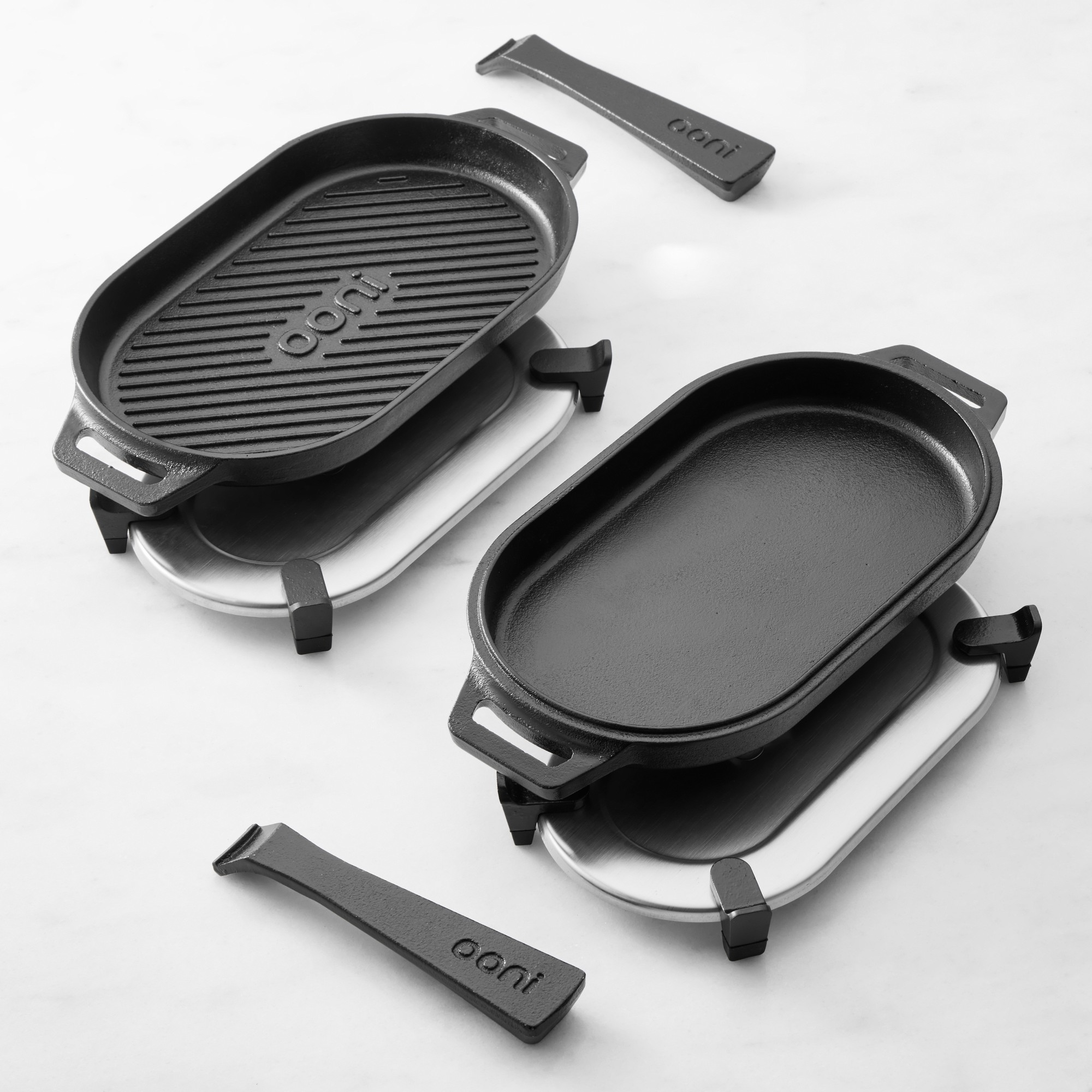 Ooni Cast Iron Grizzler & Sizzler Pan Cookware Set with Trivets