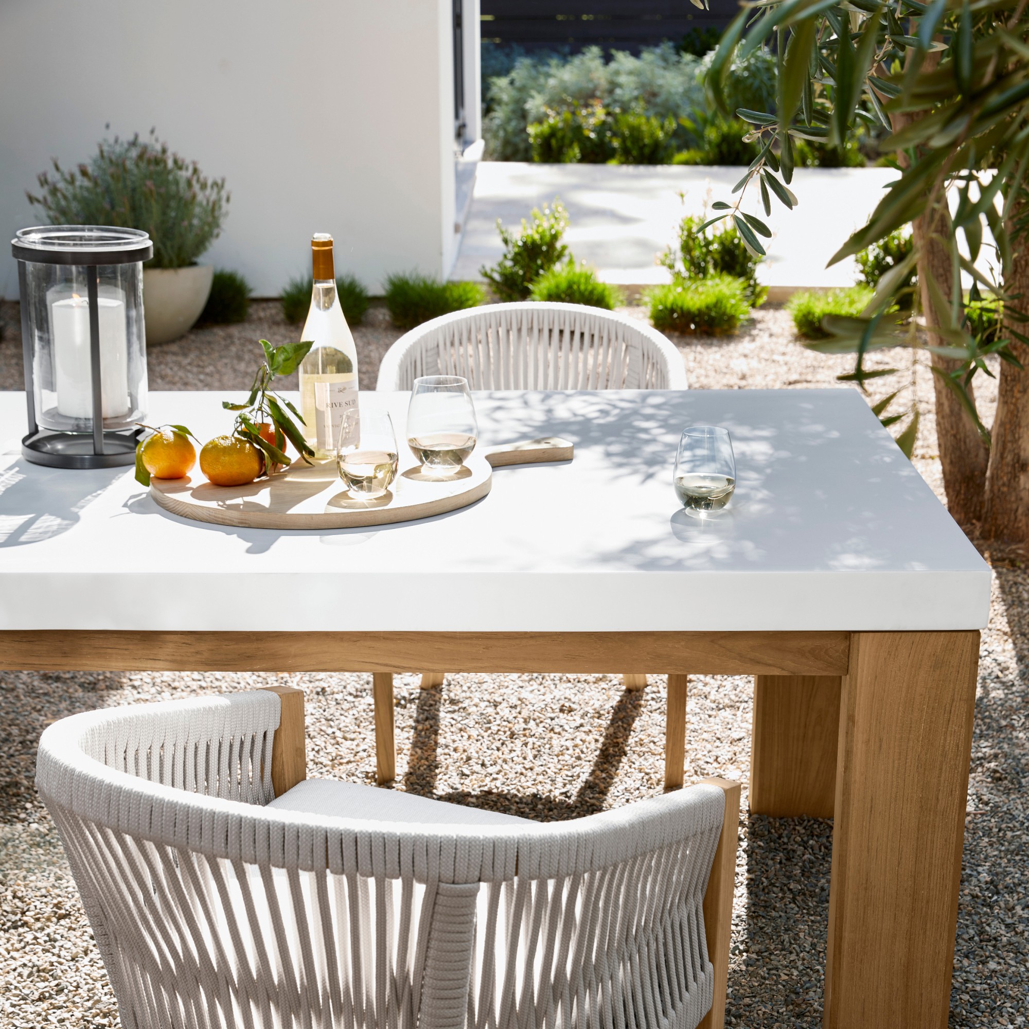 Larnaca Outdoor Teak Fiberstone Dining Table (96-108)