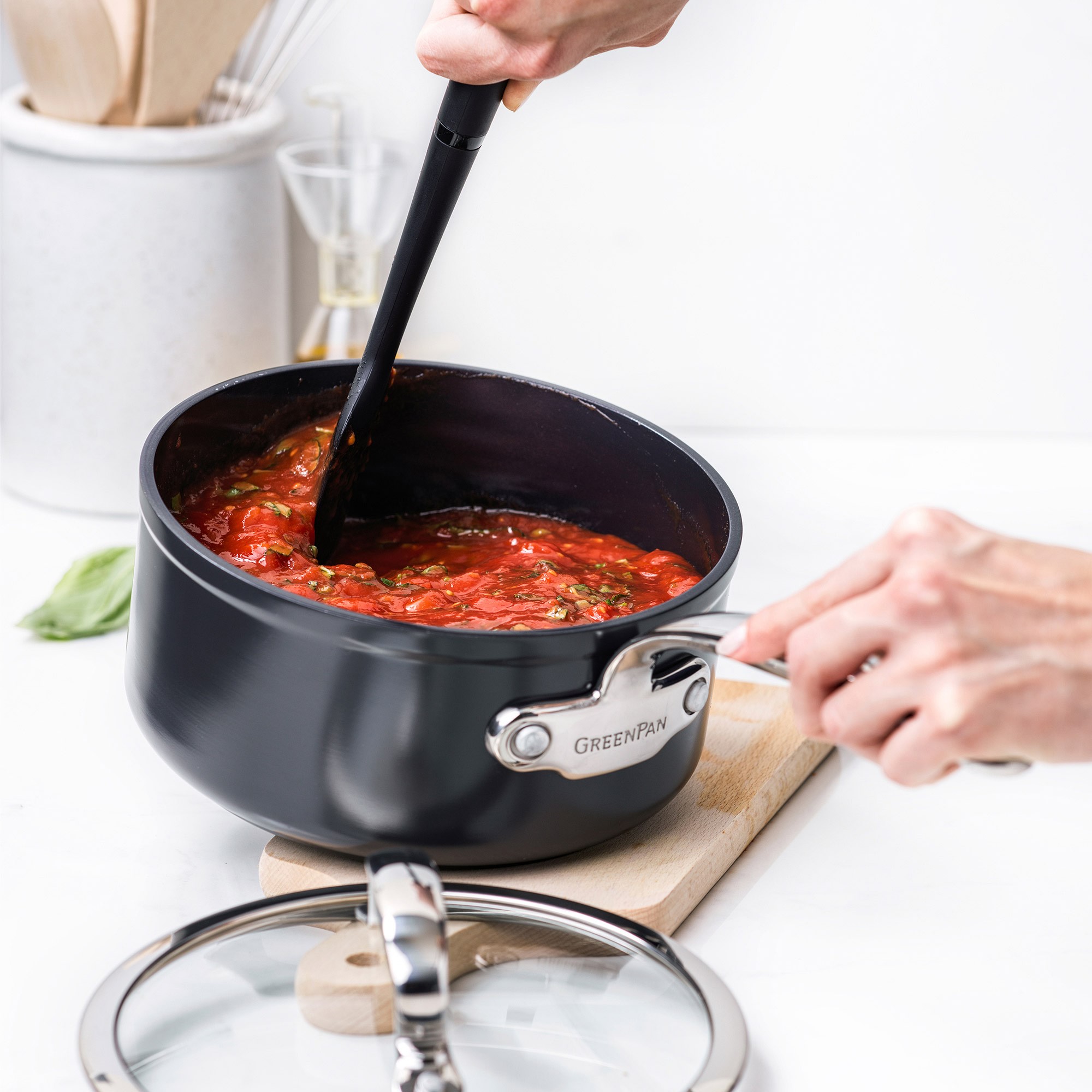 GreenPan™ Premiere Hard Anodized Ceramic Nonstick Covered Sauce Pan, 2-Qt.