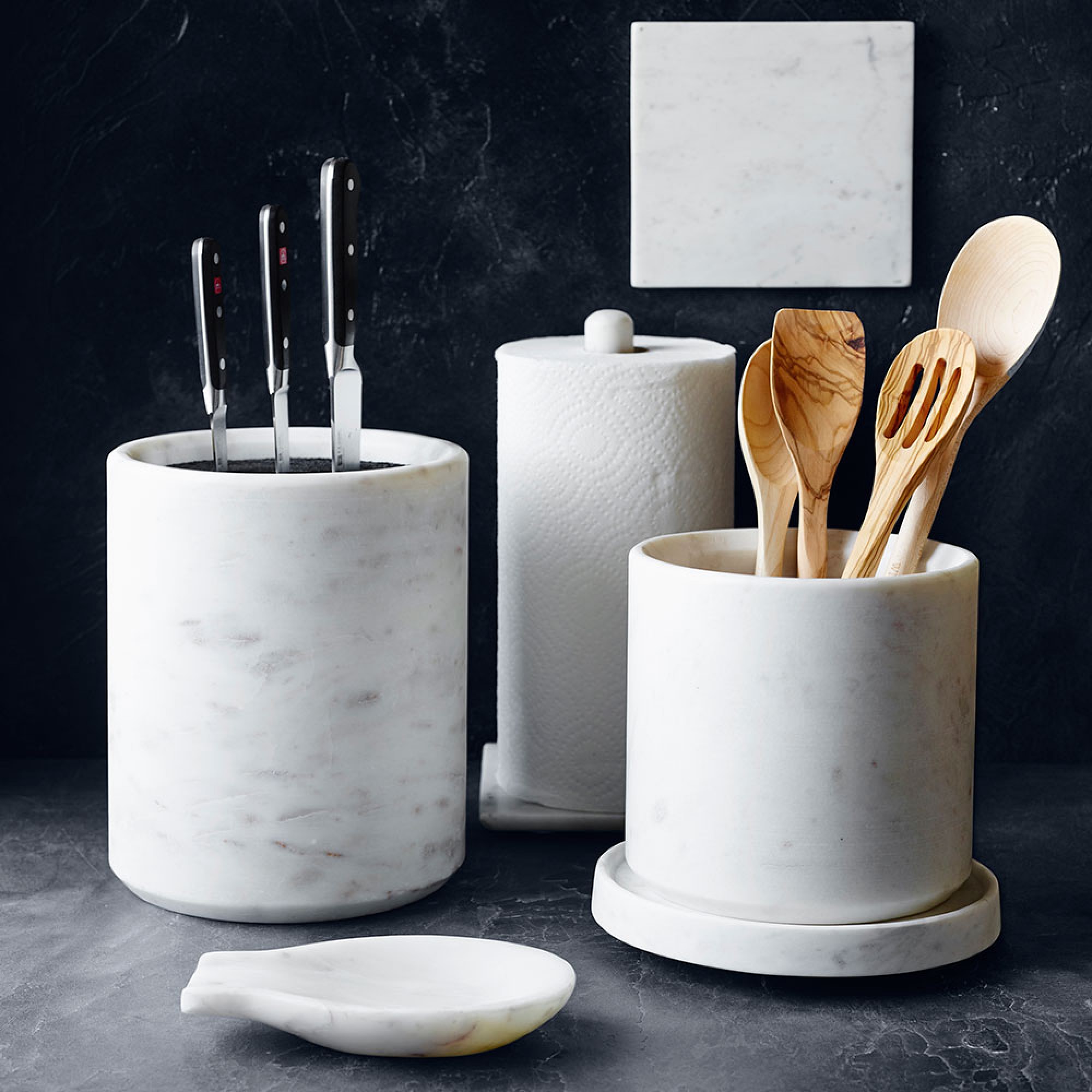 Williams Sonoma Marble Partitioned Utensil Holder