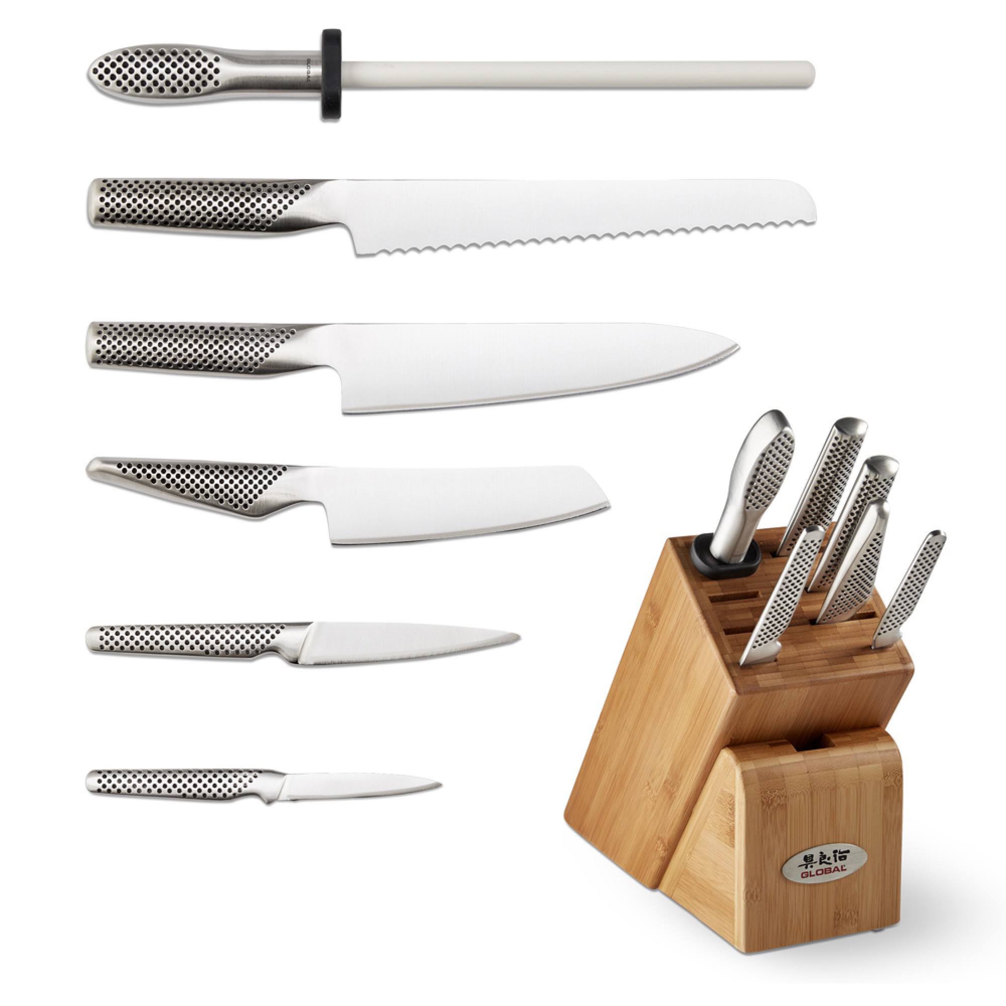 Global Classic Takashi Knife Wood Block, Set of 7