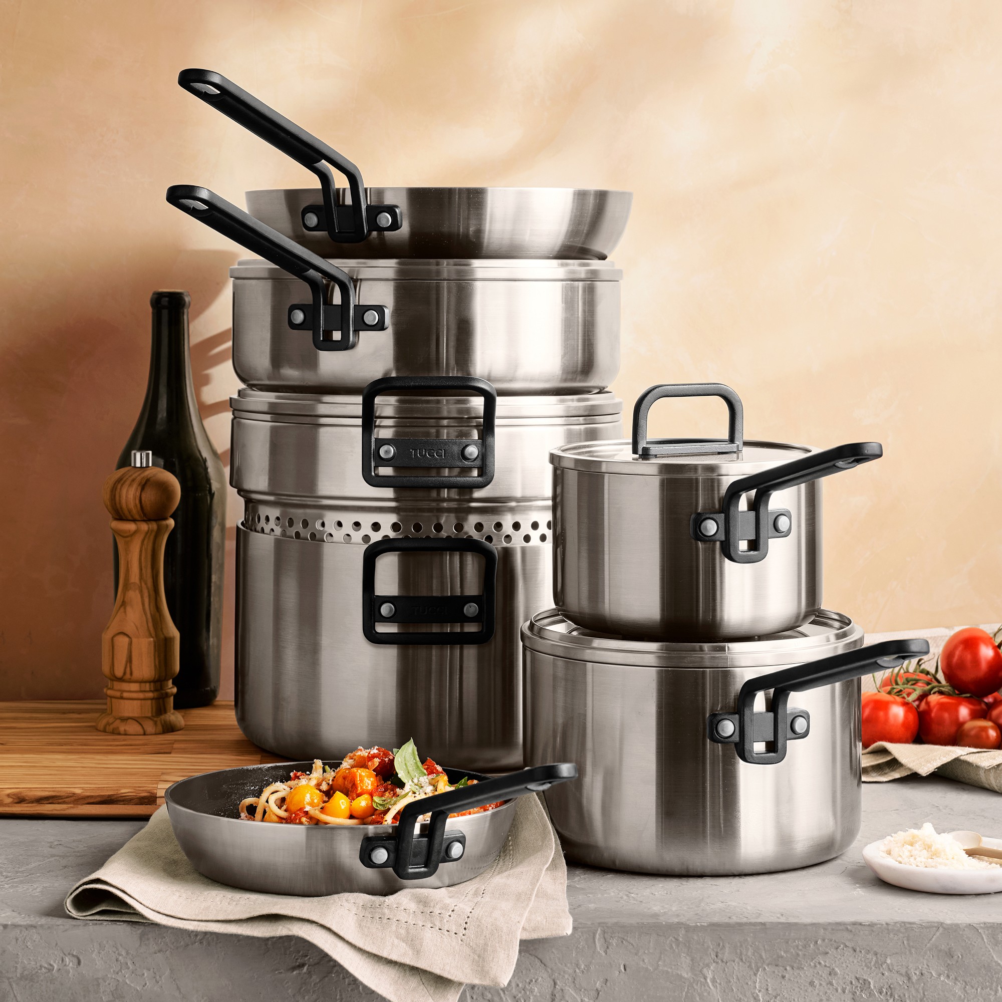 GreenPan™ Stanley Tucci™ Stainless-Steel Ceramic Nonstick 11-Piece Cookware Set