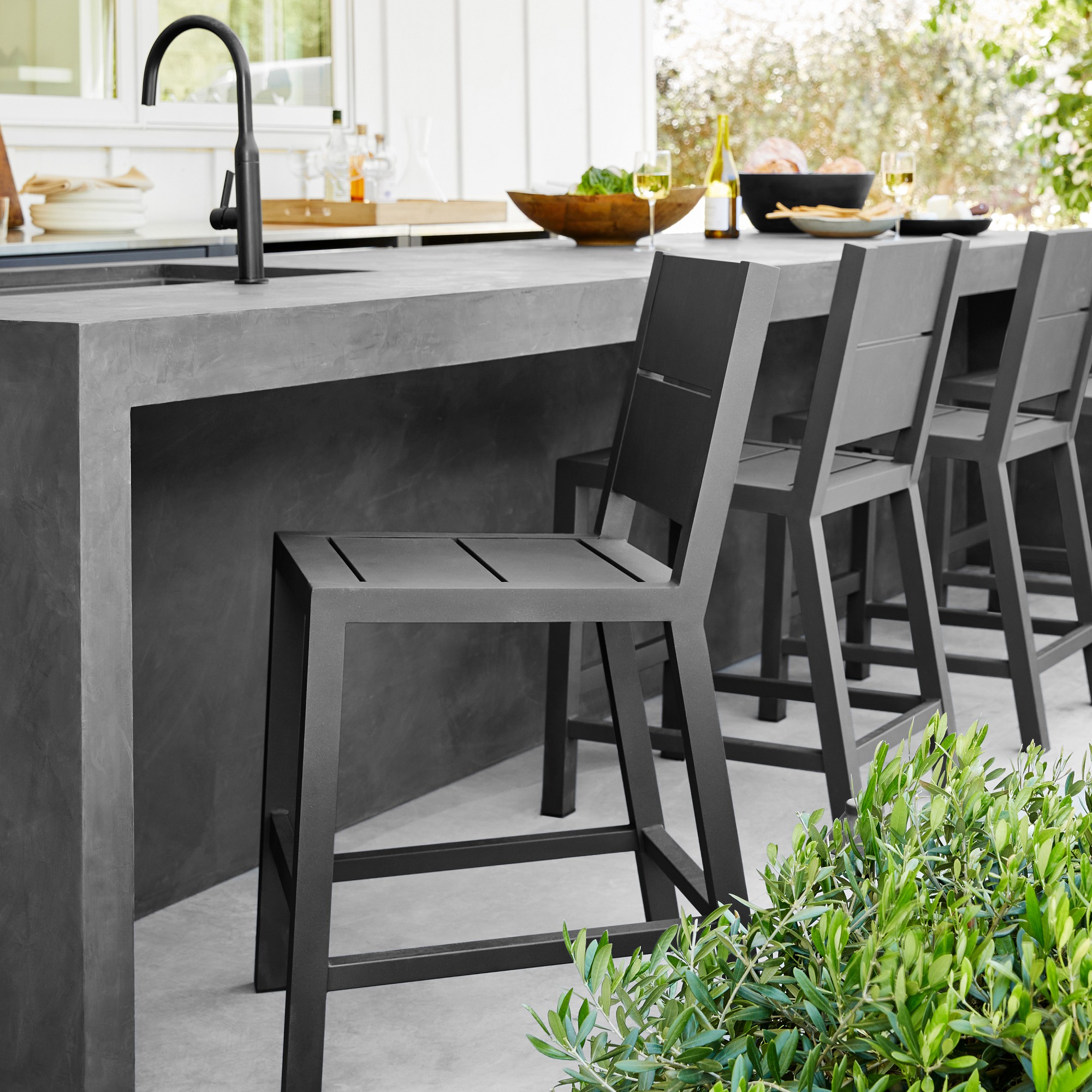 Larnaca Outdoor Slate Grey Metal Stools