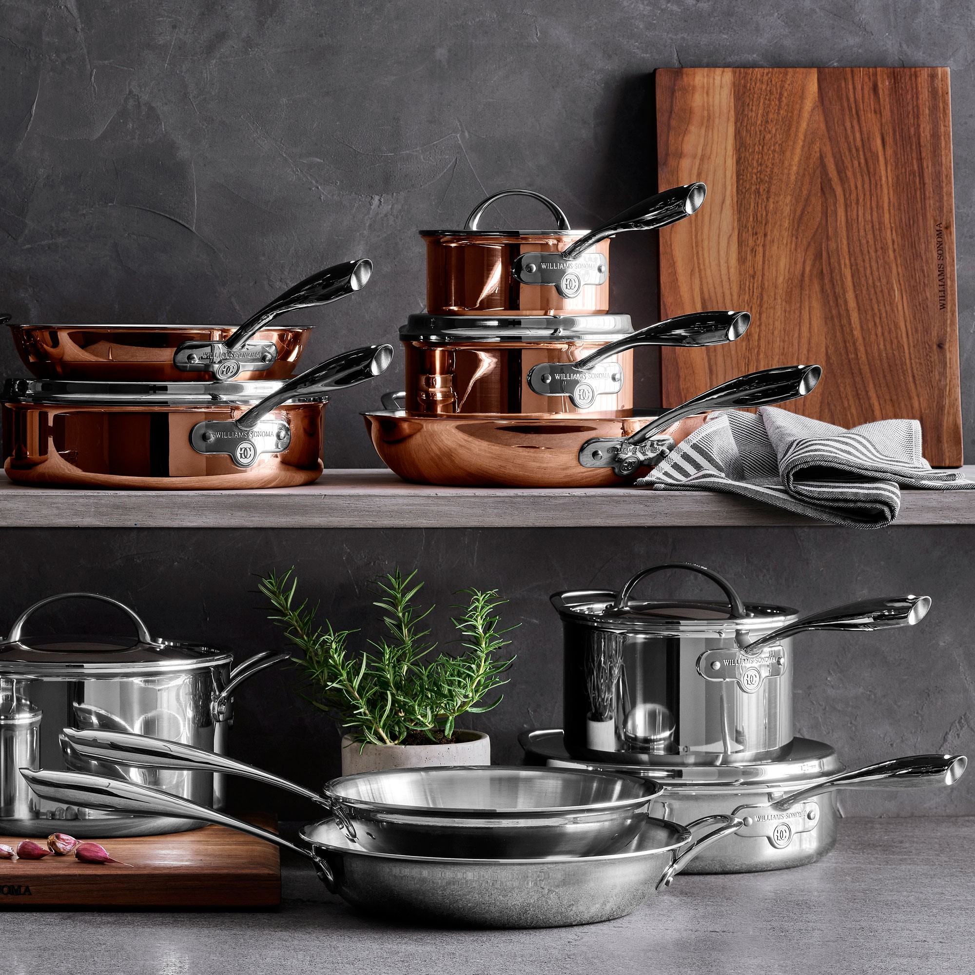 Williams Sonoma Signature Thermo-Clad™ Copper 10-Piece Cookware Set