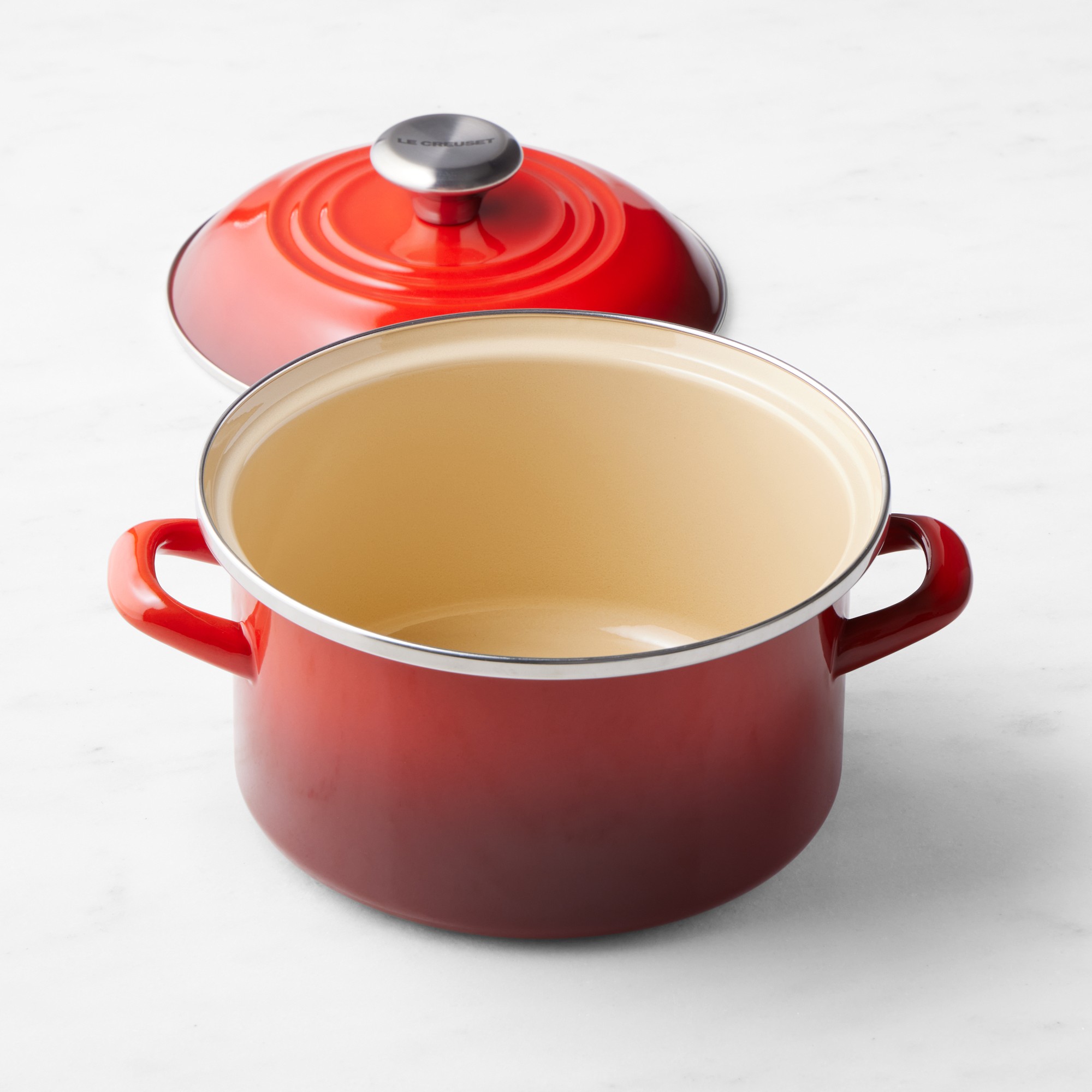 Le Creuset Enameled-Steel Stock Pot with Stainless-Steel Knob