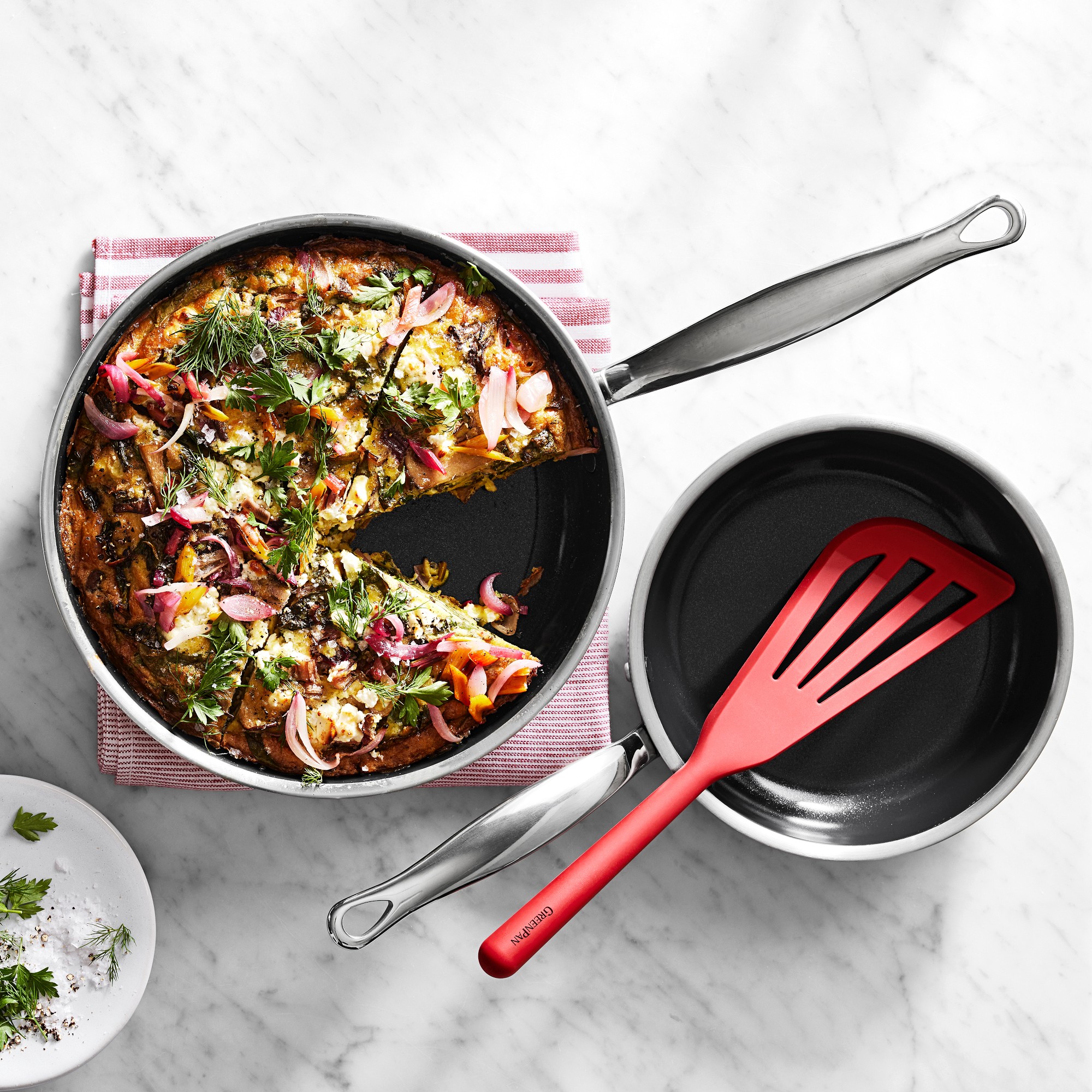 GreenPan™ Premiere Stainless-Steel Ceramic Nonstick Fry Pan Set