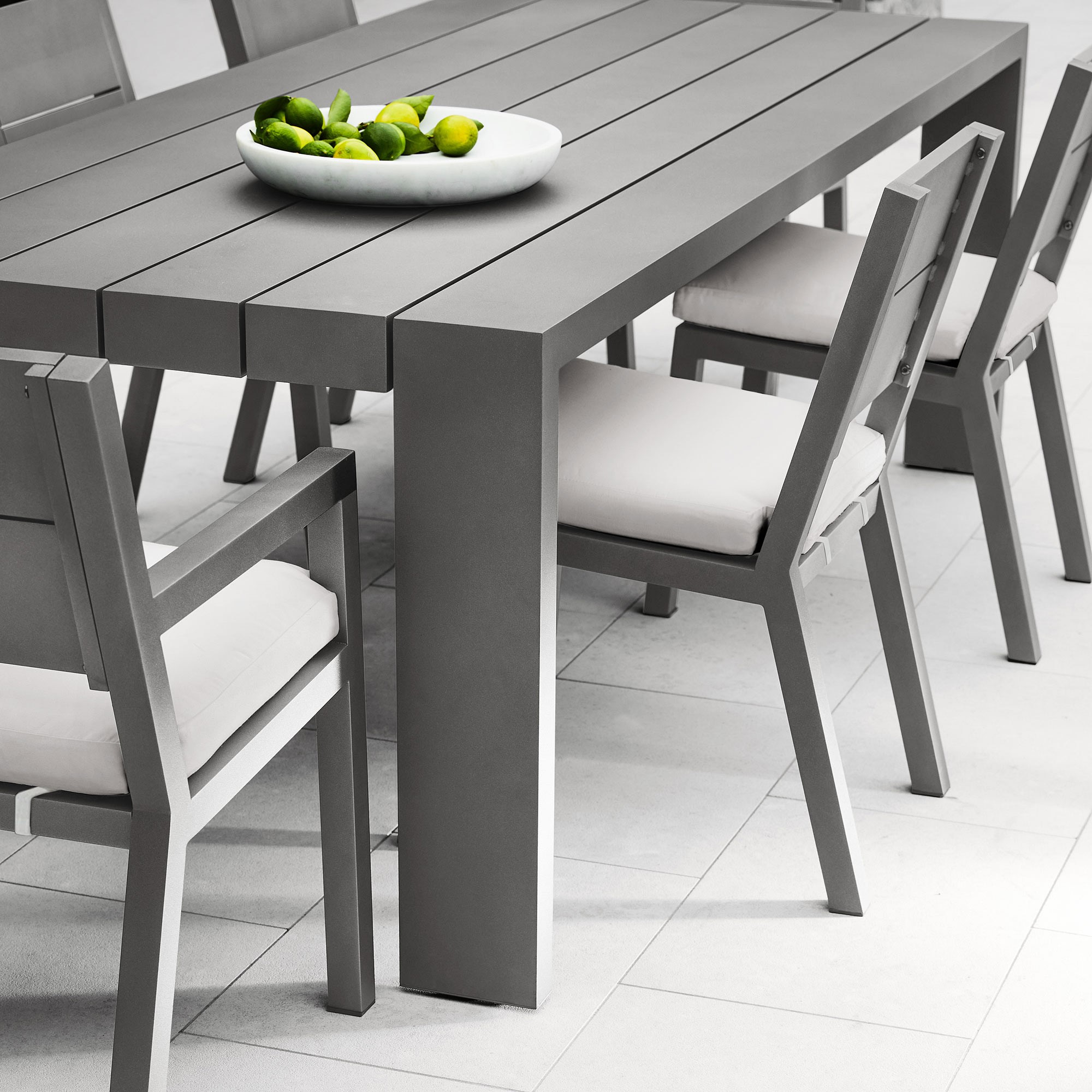 Larnaca Slate Grey Metal Dining Table & Dining Chairs (94-108)