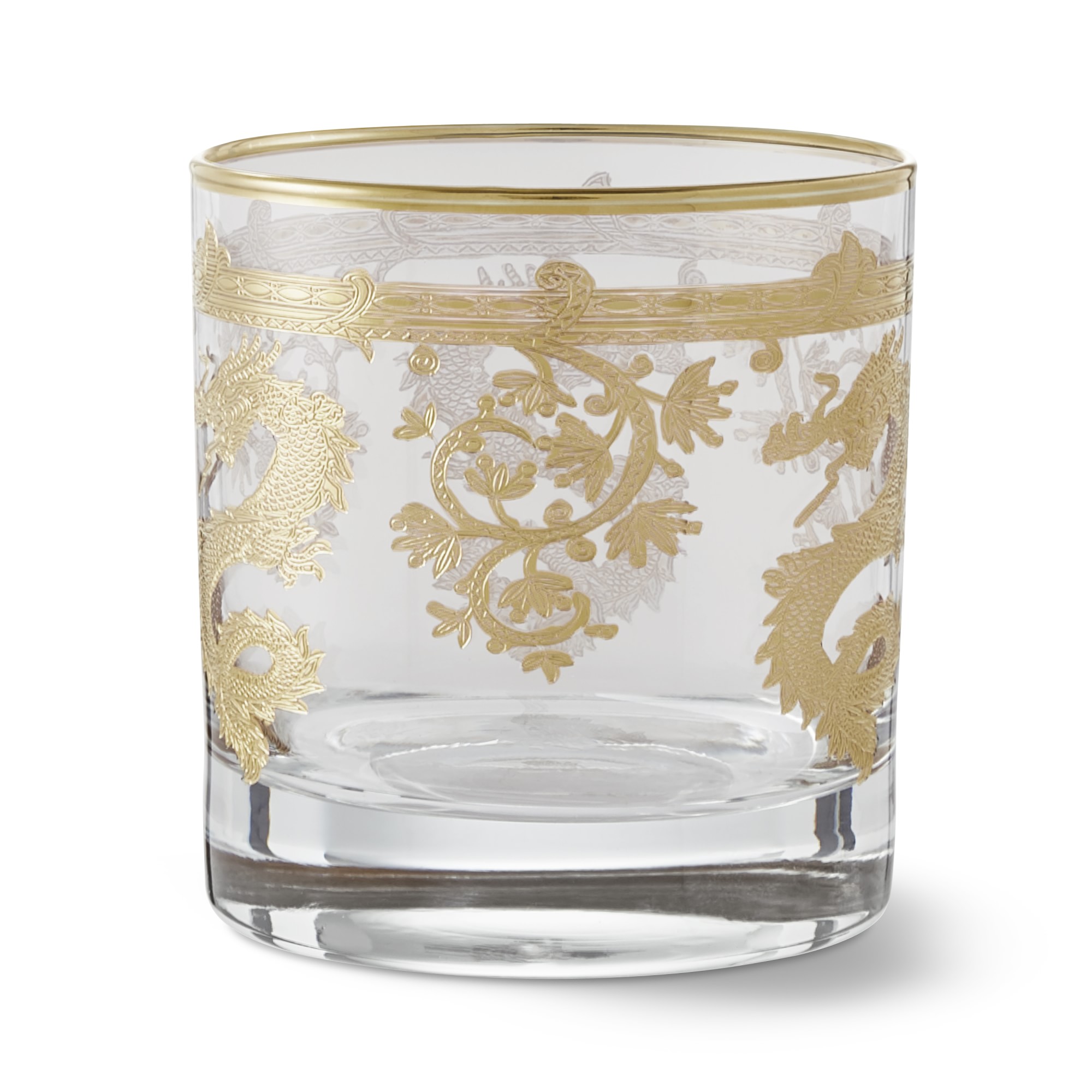 Gold Dragon Double Old-Fashioned Glasses