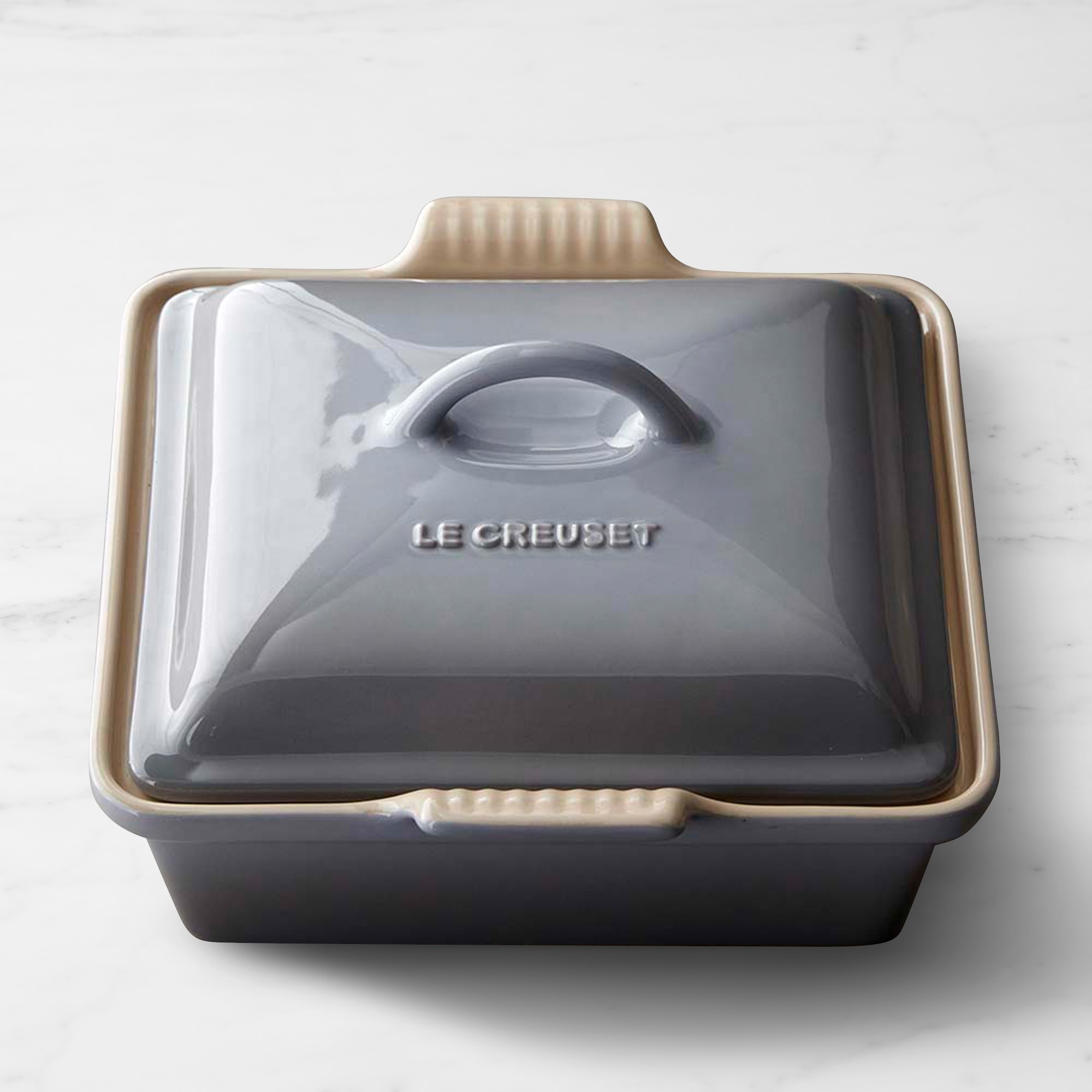 Le Creuset Heritage Stoneware Shallow Square Covered Baker, 2-Qt.