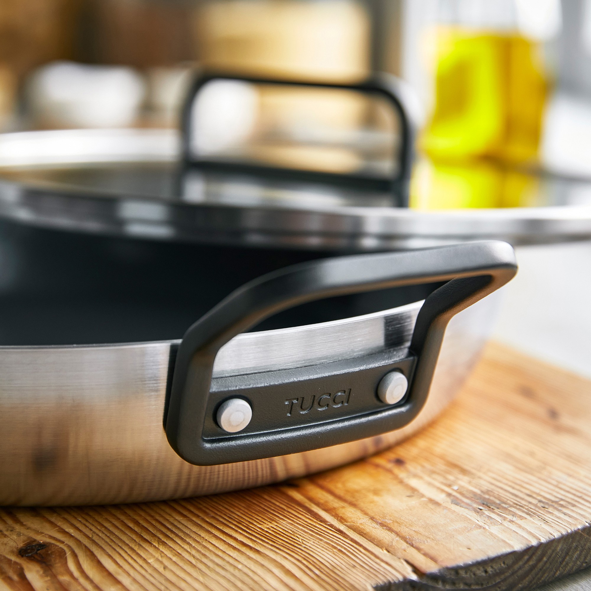 GreenPan™ Stanley Tucci™ Stainless-Steel Ceramic Nonstick Covered Fry Pan, 12