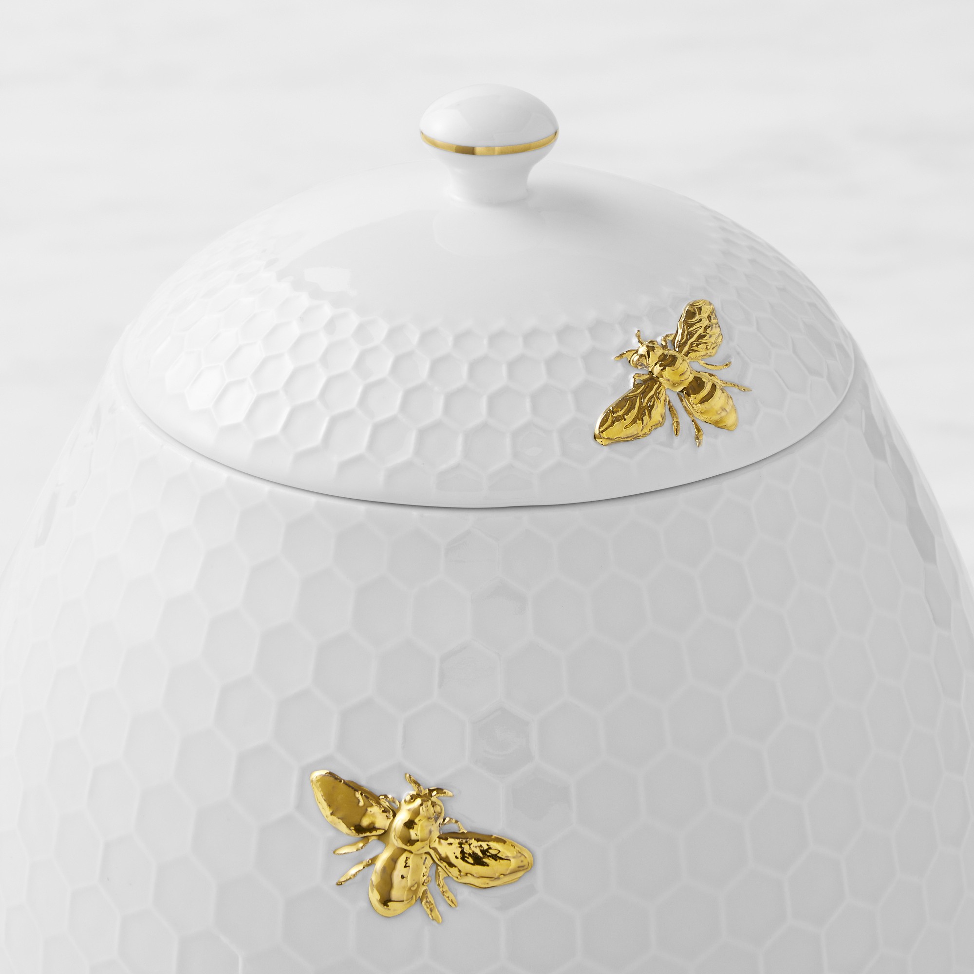 Williams Sonoma Honeycomb Porcelain Figural Cookie Jar