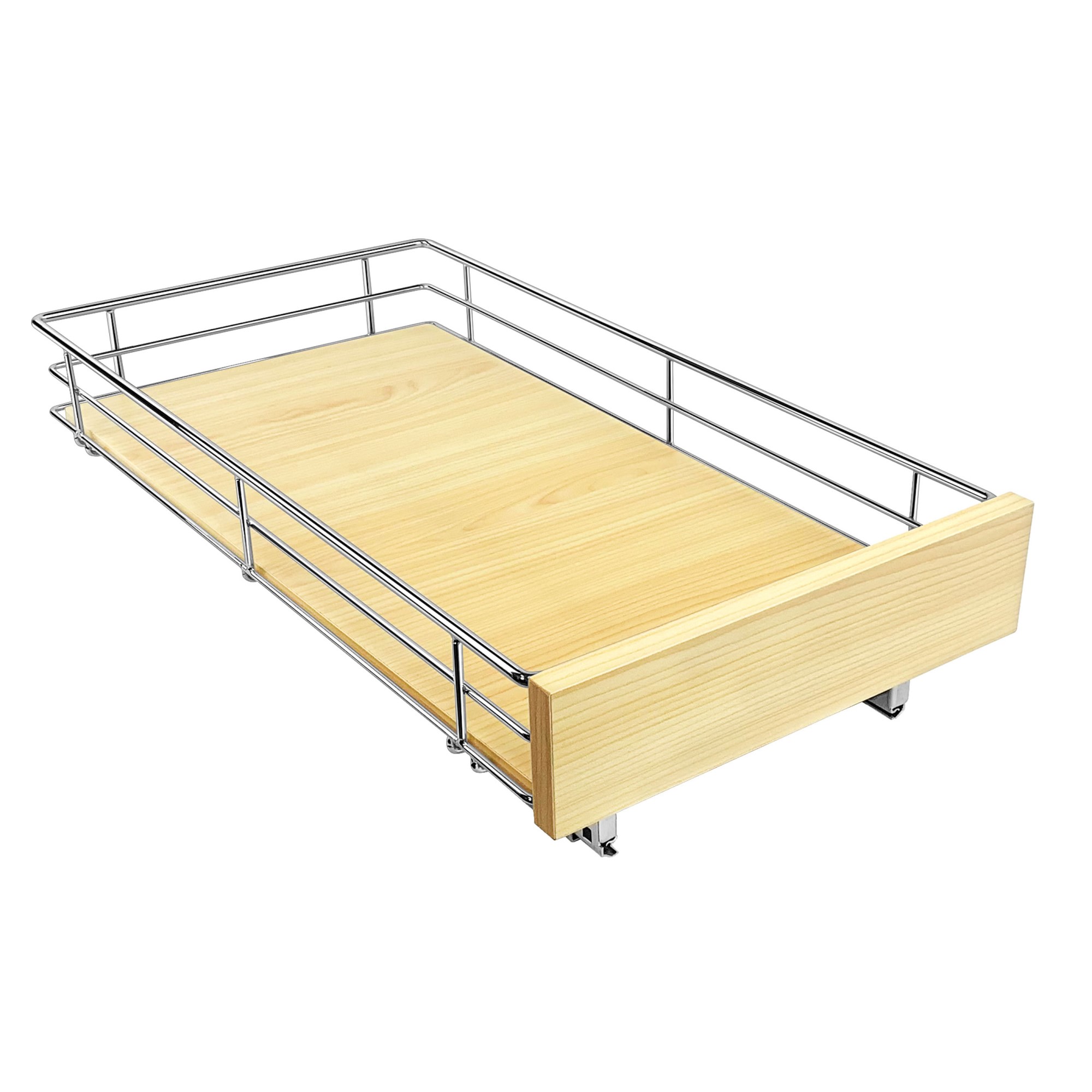 Lynk Slide Out Drawer, Wood & Chrome