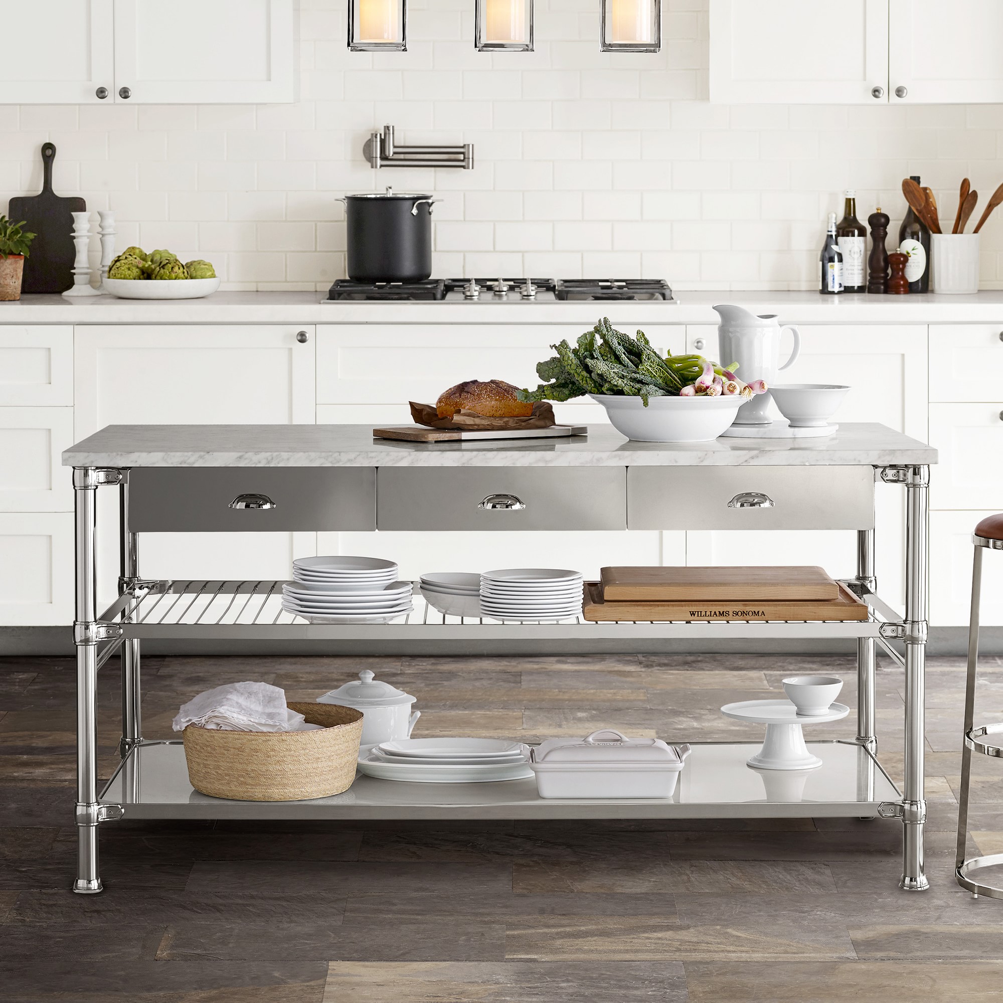 Modular Double Kitchen Island with Marble Top (72)