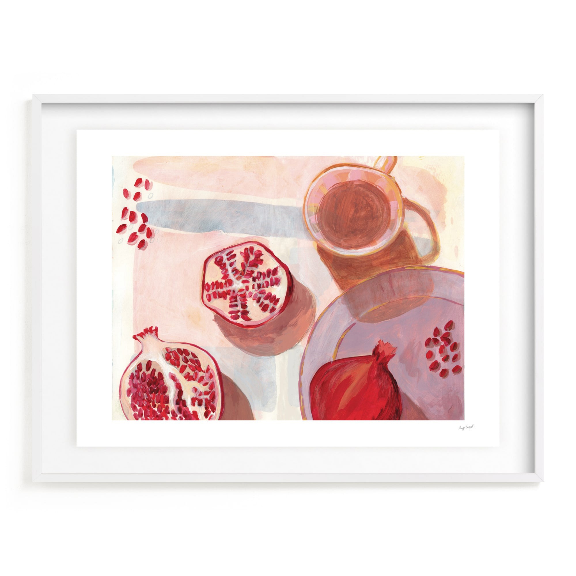 Pomegranate Flatlay Study Limited Edition Kitchen Art by Minted
