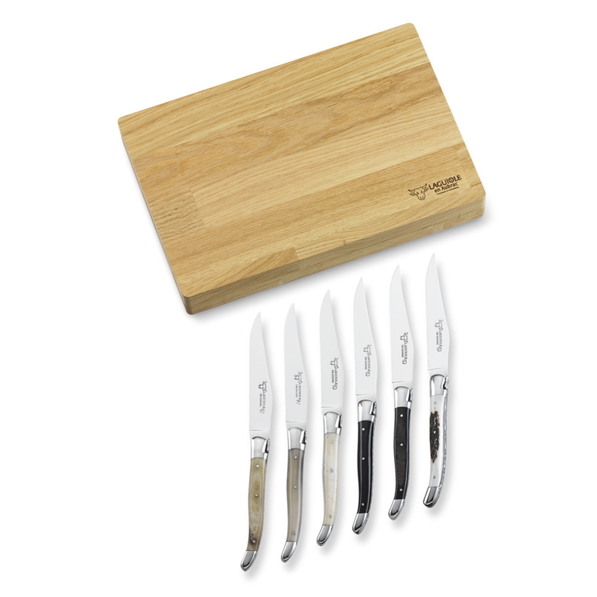 Laguiole en Aubrac Mixed-Horn Steak Knives, Set of 6