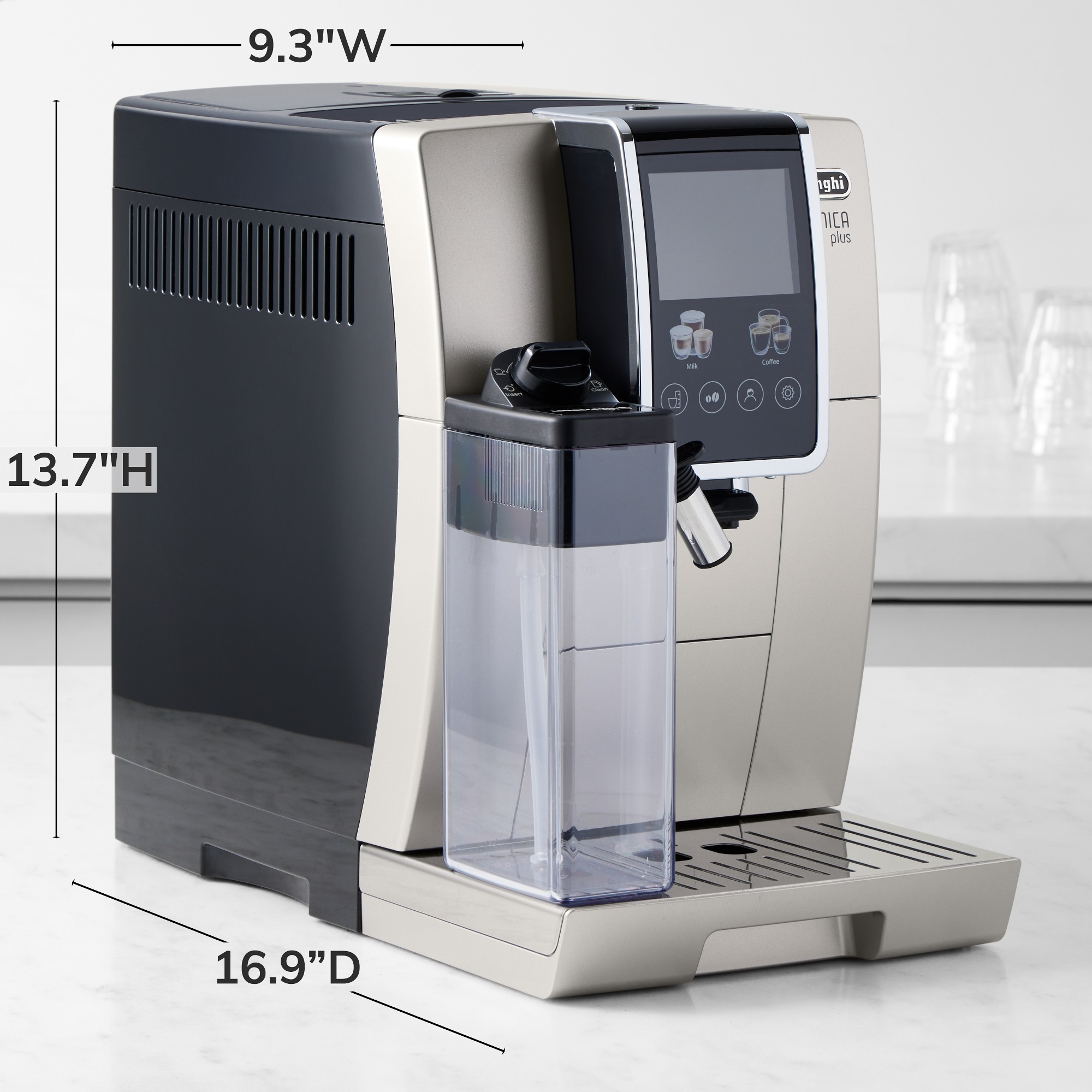 De'Longhi Dinamica Plus Fully Automatic Espresso Machine, Silver
